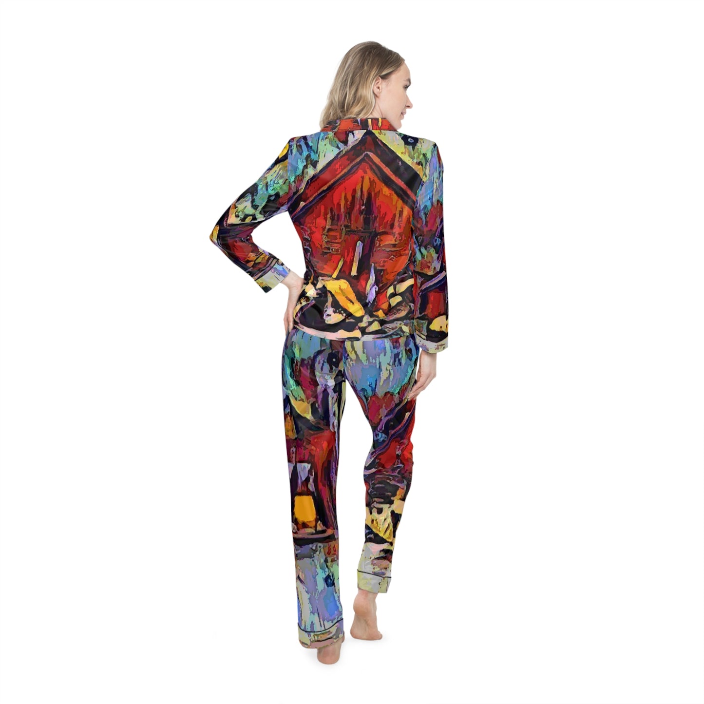 Women's Satin Pajamas (AOP) ... A Very Abstract "Mountain Winter Scene" ... Original Works. Copyright Phot's Photo_LODA: Les Objets D'Art. December 2023 ...
