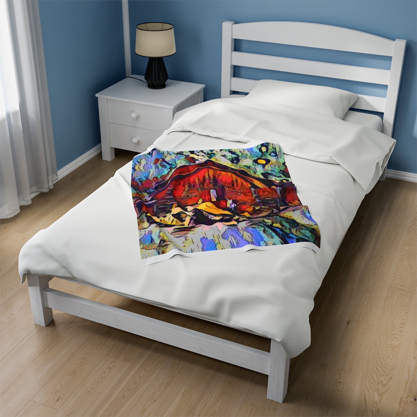 Velveteen Plush Blanket ... A Very Abstract "Mountain Winter Scene" ... Original Works. Copyright Phot's Photo_LODA: Les Objets D'Art. December 2023 ...