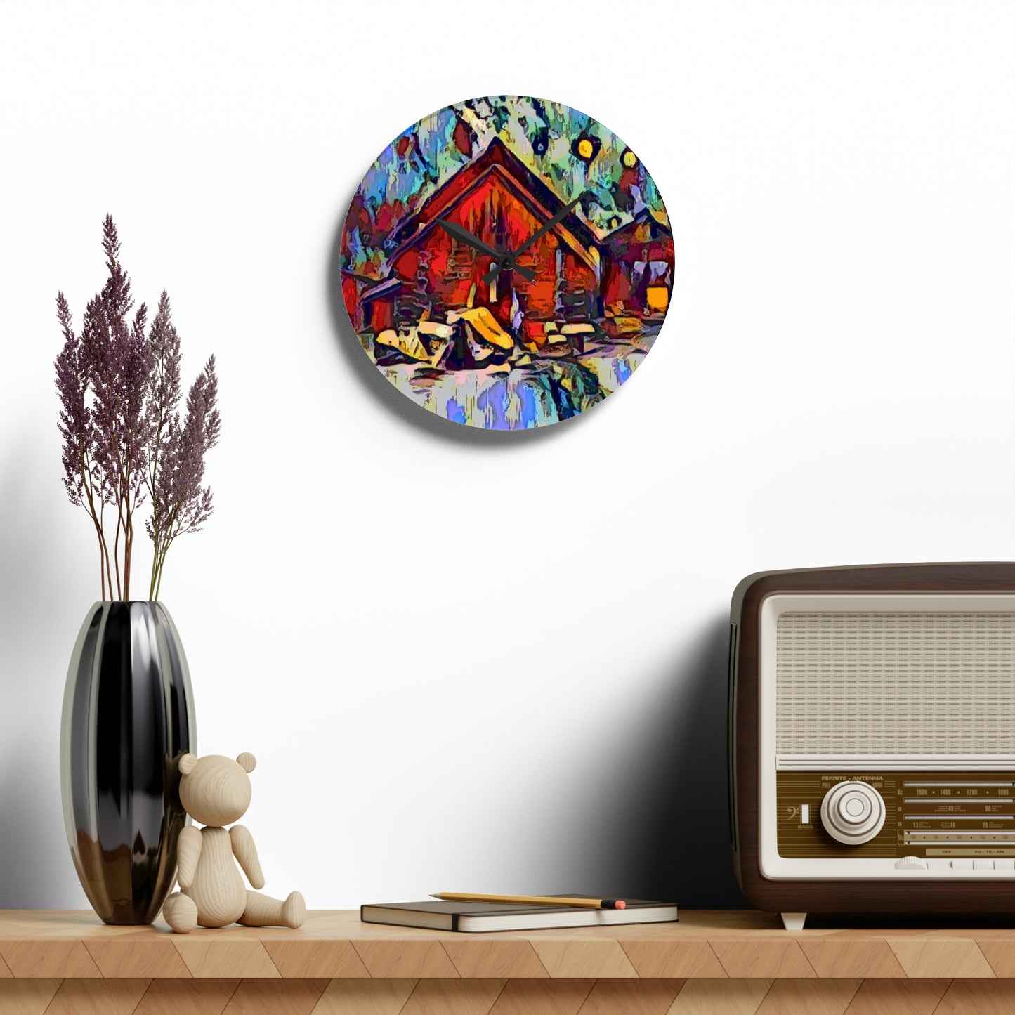 Acrylic Wall Clock ... A Very Abstract "Mountain Winter Scene" ... Original Works. Copyright Phot's Photo_LODA: Les Objets D'Art. December 2023 ...