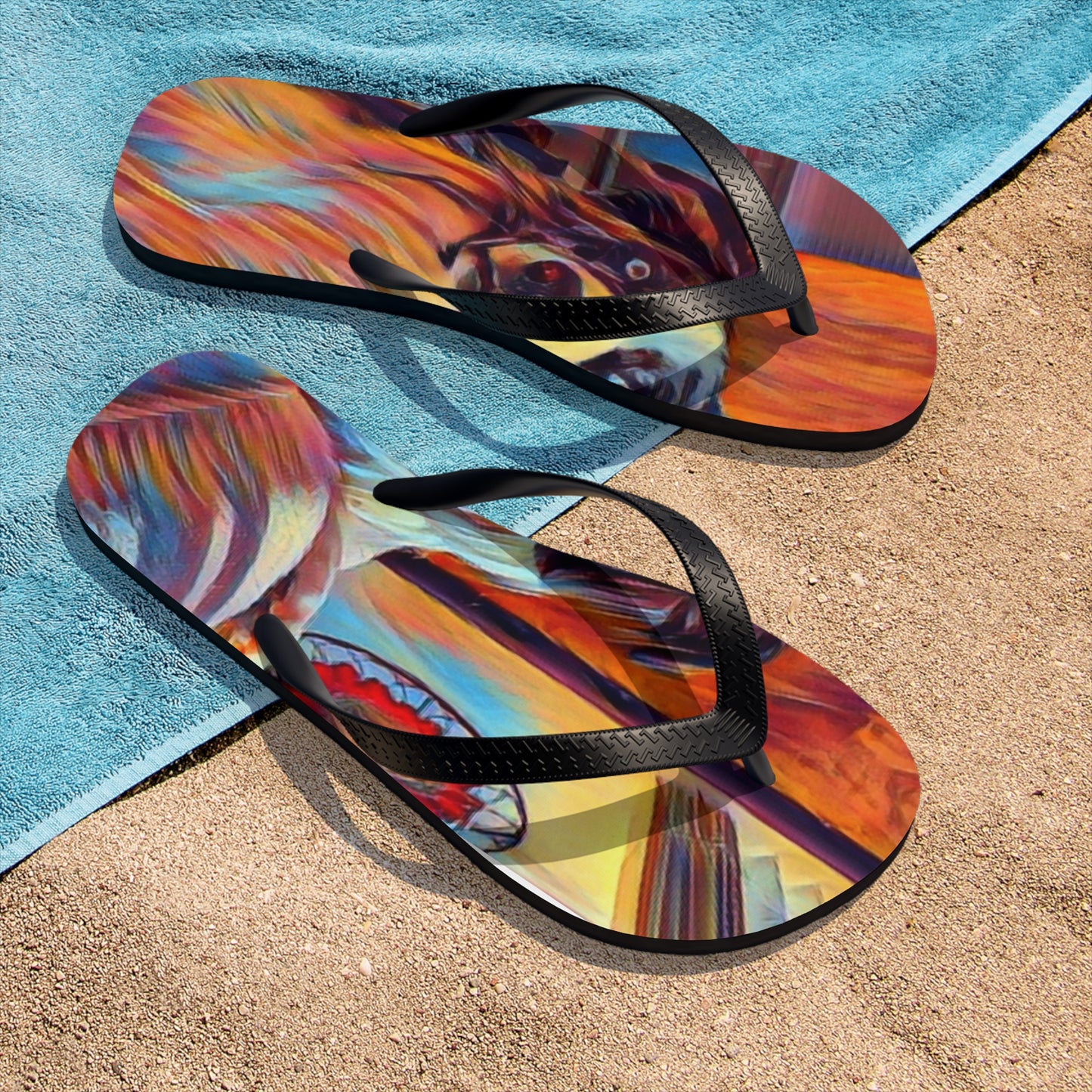 Unisex Flip-Flops ... Ozzy-Hippensteel ... "Don't Cry Now ... Dry-Your_Eyes ... On The Wind". Oriignal Works. May 2023.
