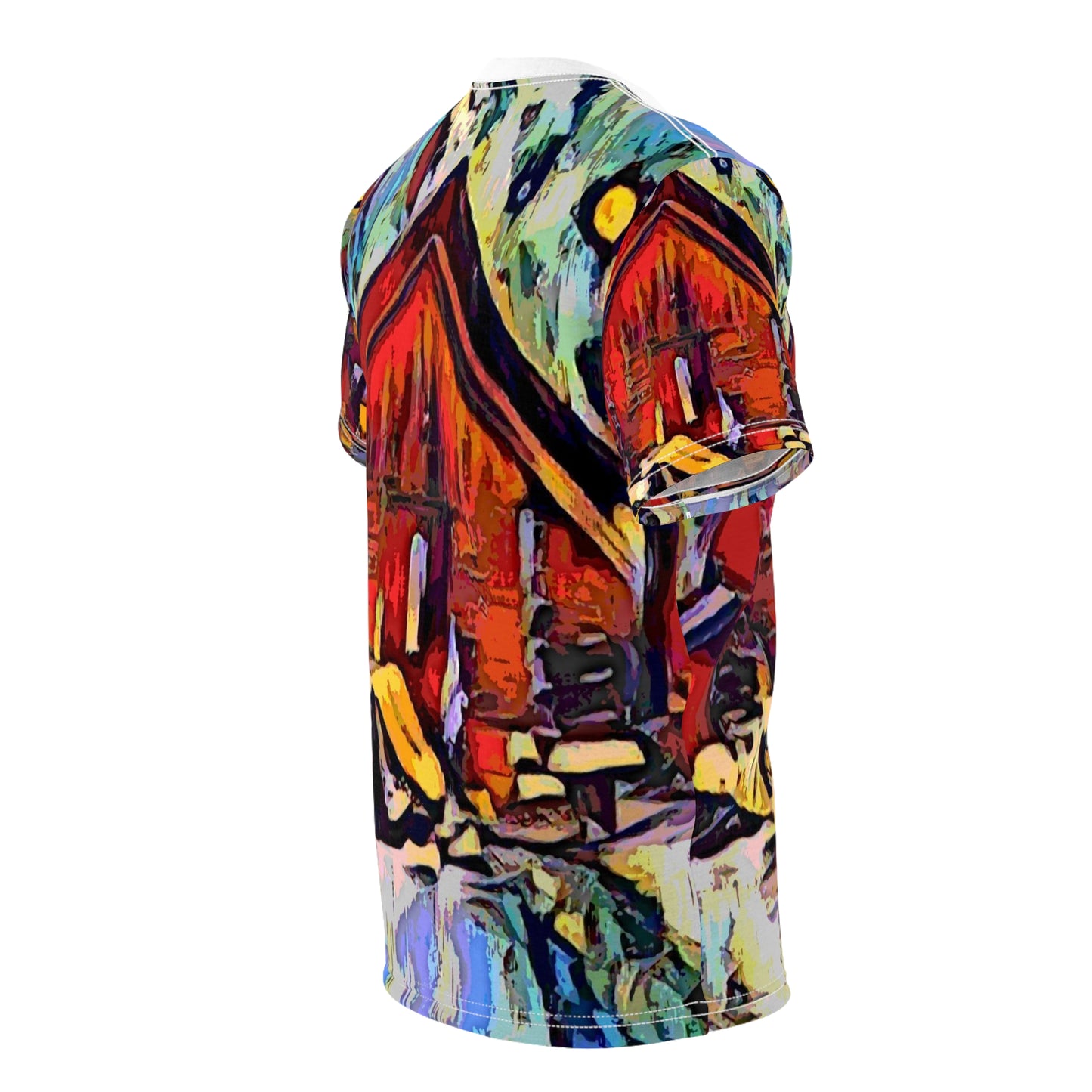 Unisex Cut & Sew Tee (AOP) ... A Very Abstract "Mountain Winter Scene" ... Original Works. Copyright Phot's Photo_LODA: Les Objets D'Art. December 2023 ...