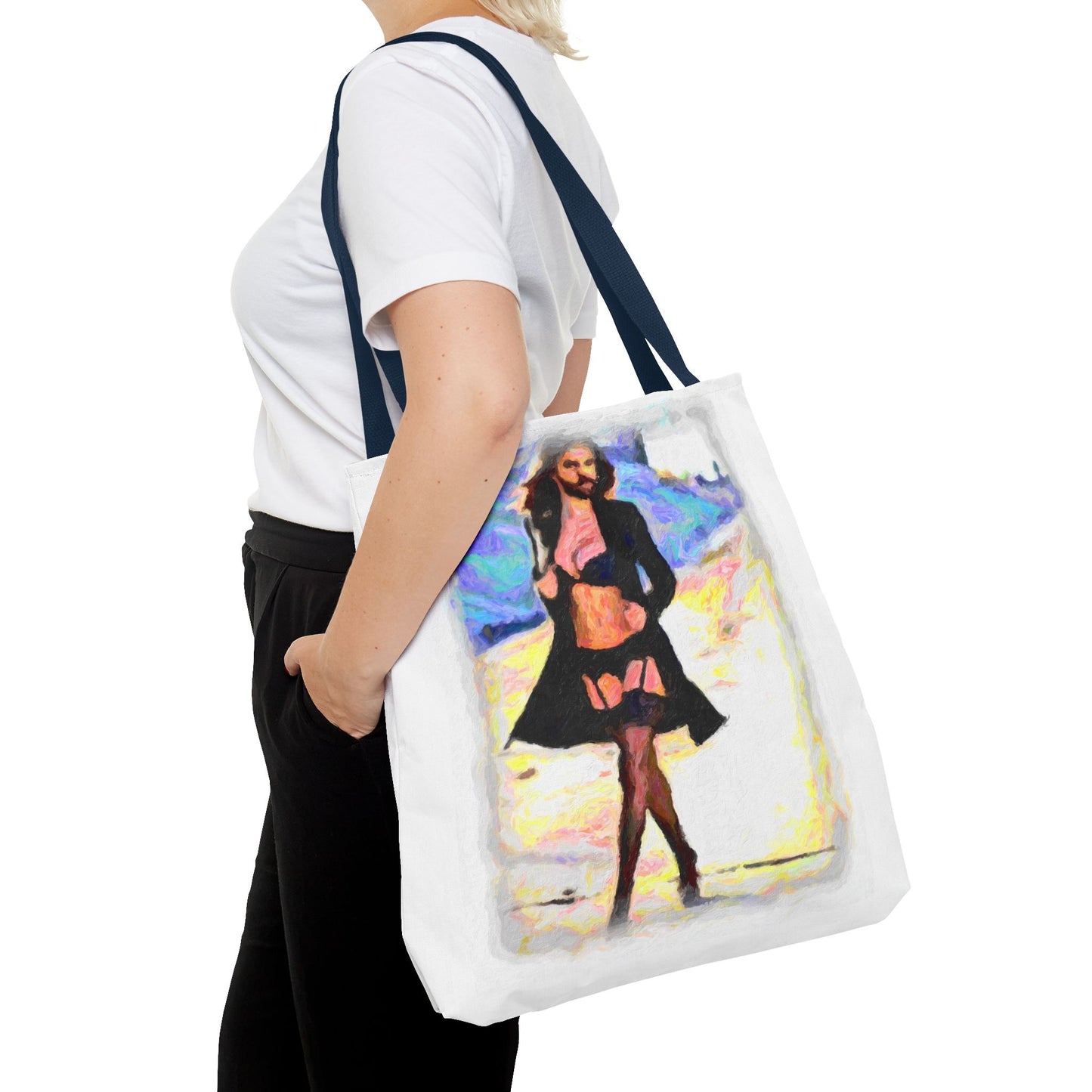 Tote Bag (AOP) ... The Low Spark of High_HEELED_Boys ... 'Garterbelt & Bra Inclusive!' ... Original Works ...