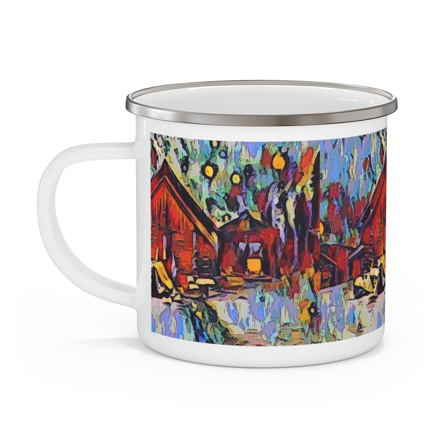 Enamel Camping Mug ... A Very Abstract "Mountain Winter Scene" ... Original Works. Copyright Phot's Photo_LODA: Les Objets D'Art. December 2023 ...