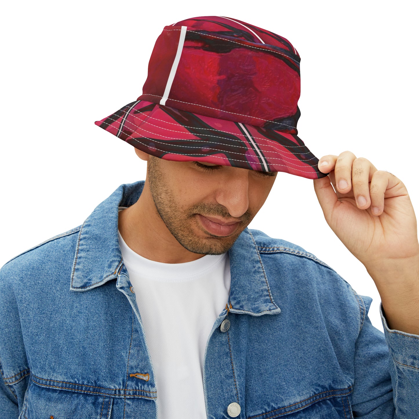 Bucket Hat (AOP) ... Red: ... "The Color & Seductor Of Passion!" ... Original Works ...