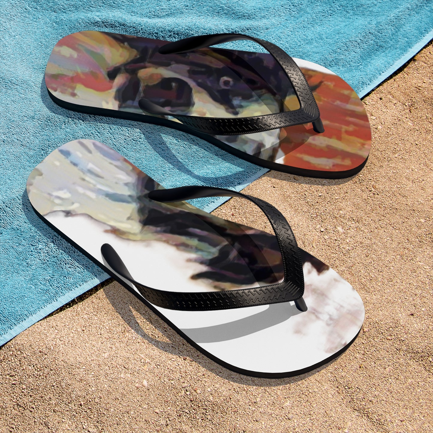 Unisex Flip-Flops ... Ozzy-Hippensteel ... "Don't Cry Now ... Dry-Your_Eyes ... On The Wind". Oriignal Works. May 2023.