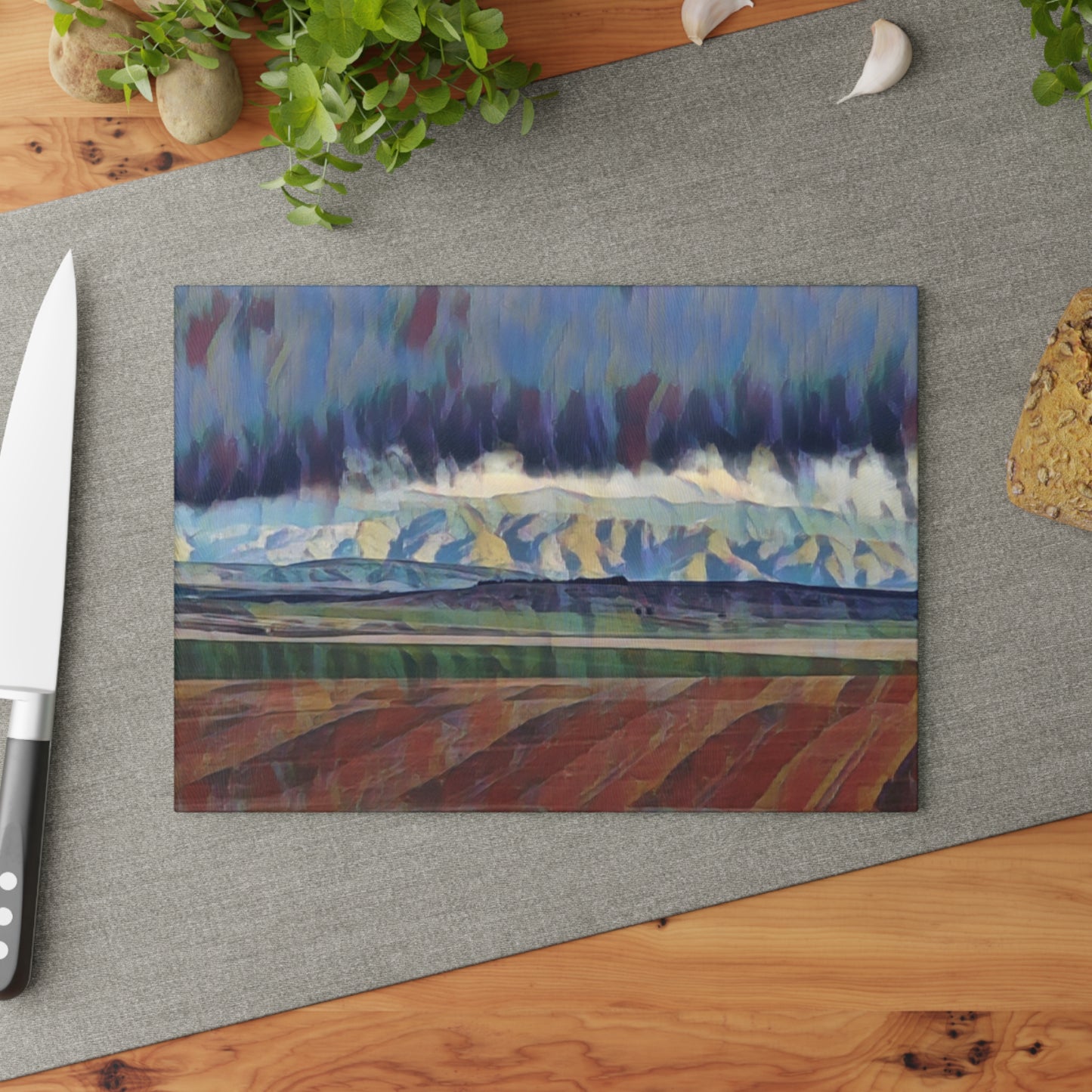 Glass Cutting Board ... On-The-Prairie .. "The Storm Is Brewing" ... Central Idaho: November 2023 ... Original Works ...