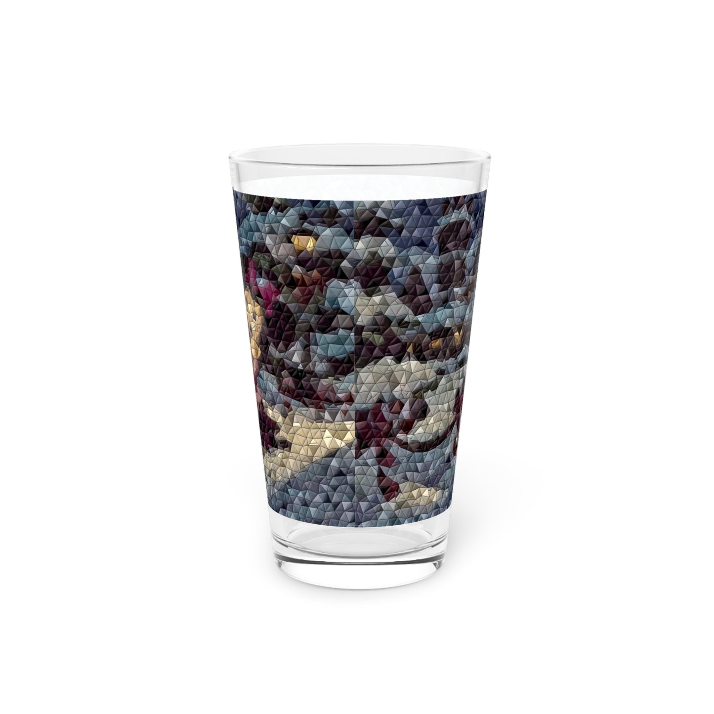 Pint Glass, 16oz ... Mickey_N_Minnie Mouse & Pluto ... "A Winter Sleigh Ride" ... Original Works. Winter 2023 ...