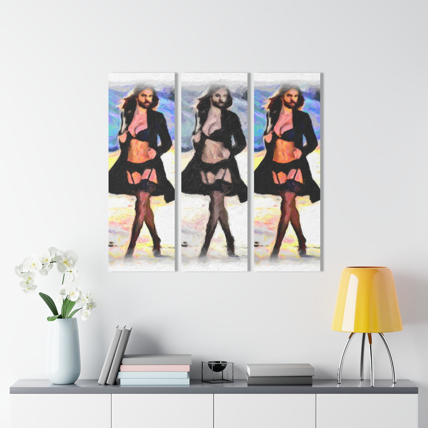 Acrylic Prints (Triptych) ... The Low Spark of High_HEELED_Boys ... 'Garterbelt & Bra Inclusive!' ... Original Works ...