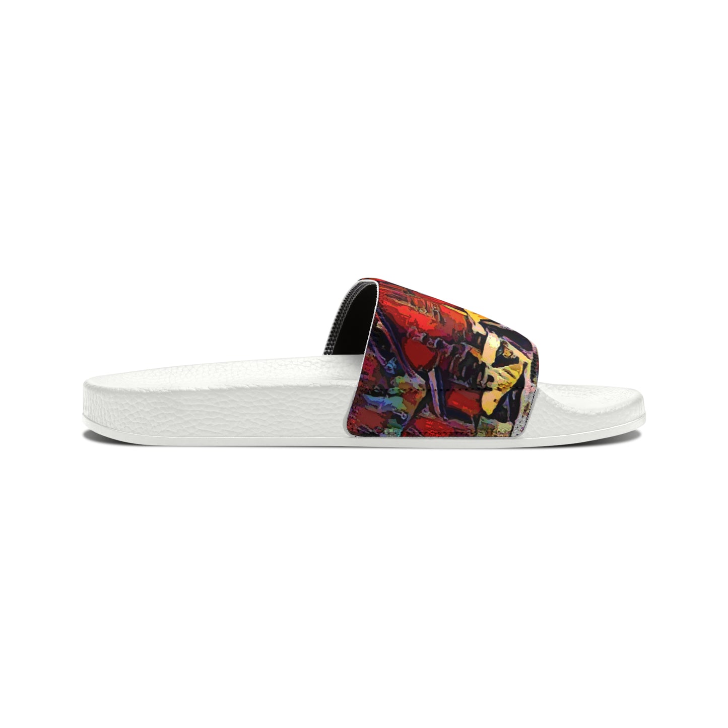 Men's PU Slide Sandals ... A Very Abstract "Mountain Winter Scene" ... Original Works. Copyright Phot's Photo_LODA: Les Objets D'Art. December 2023 ...