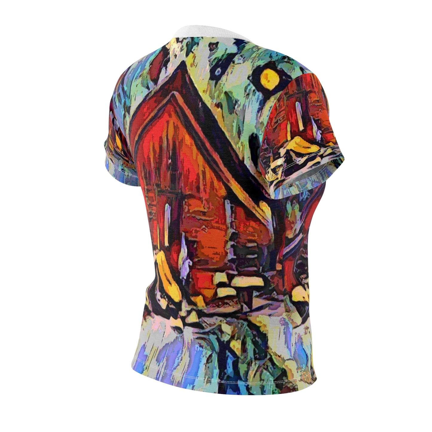 Women's Cut & Sew Tee (AOP) ... A Very Abstract "Mountain Winter Scene" ... Original Works. Copyright Phot's Photo_LODA: Les Objets D'Art. December 2023 ...