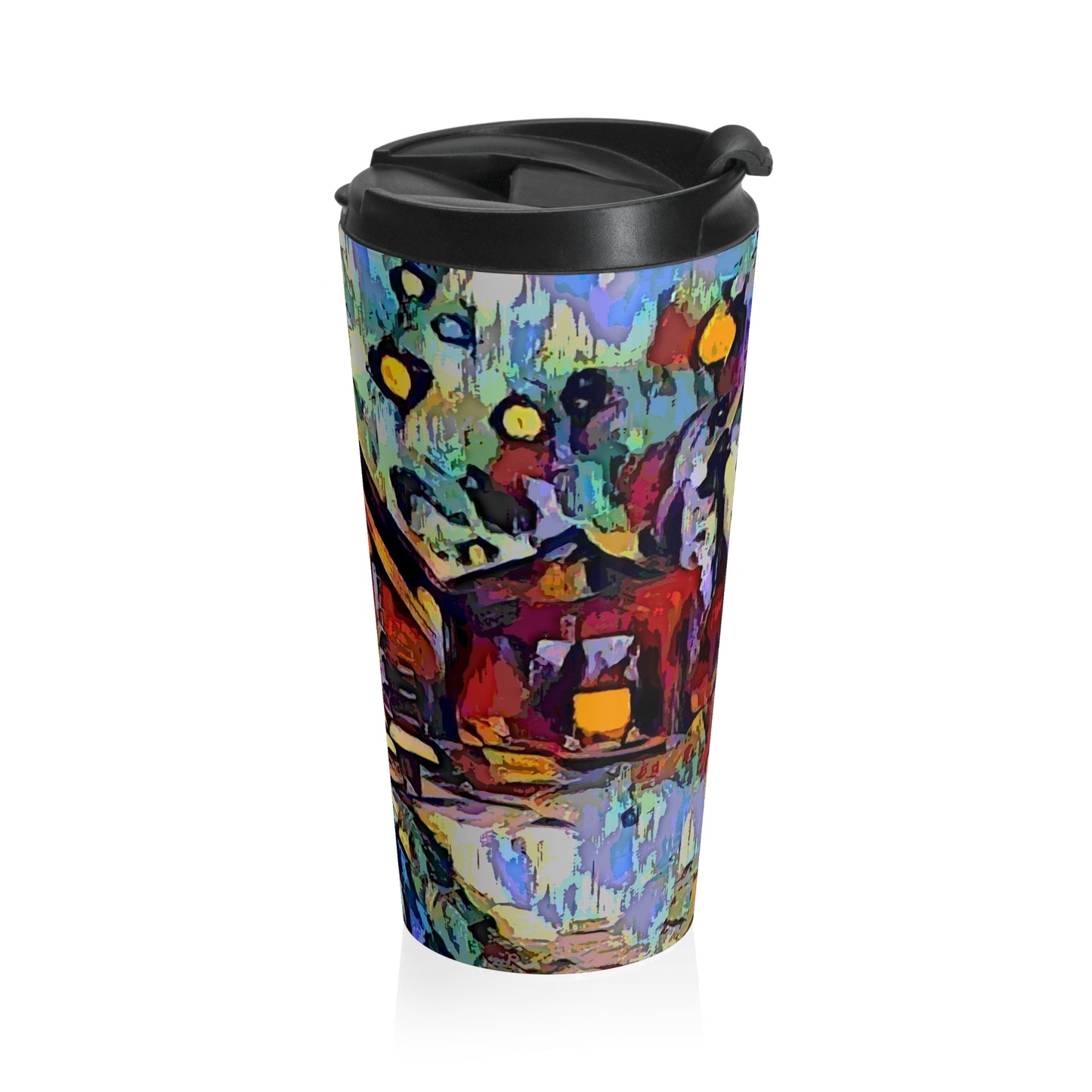 Stainless Steel Travel Mug ... A Very Abstract "Mountain Winter Scene" ... Original Works. Copyright Phot's Photo_LODA: Les Objets D'Art. December 2023 ...