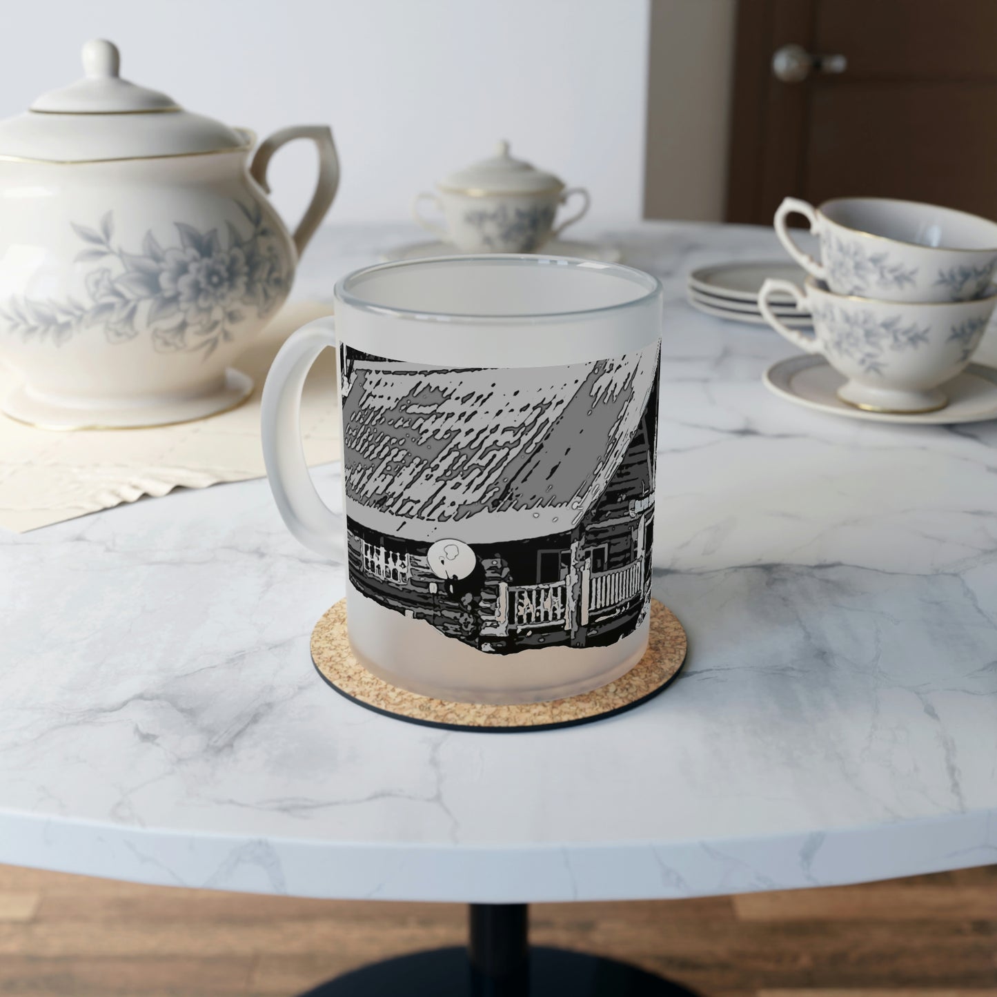 Frosted Glass Mug ... A Beautiful Lodge & Back-Country Outfitter In A Mountain Town ... 'Dixie, Idaho, November 2022' ... Original Works ...