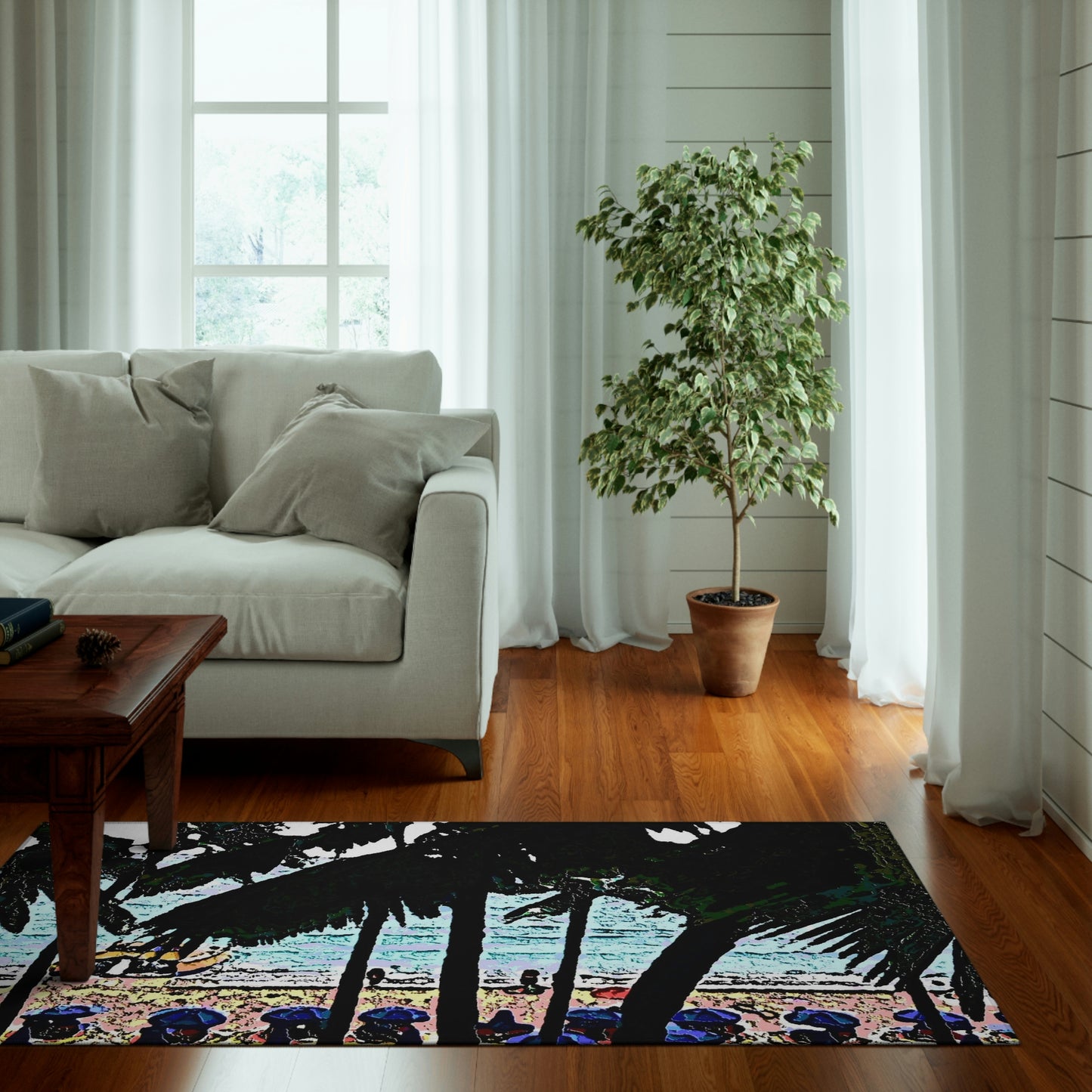 Dornier Rug ... "A Beautiful Beach Amongst The Palms" ... The Outrigger Waikiki, Honolulu, Oahu ... Original Works ...