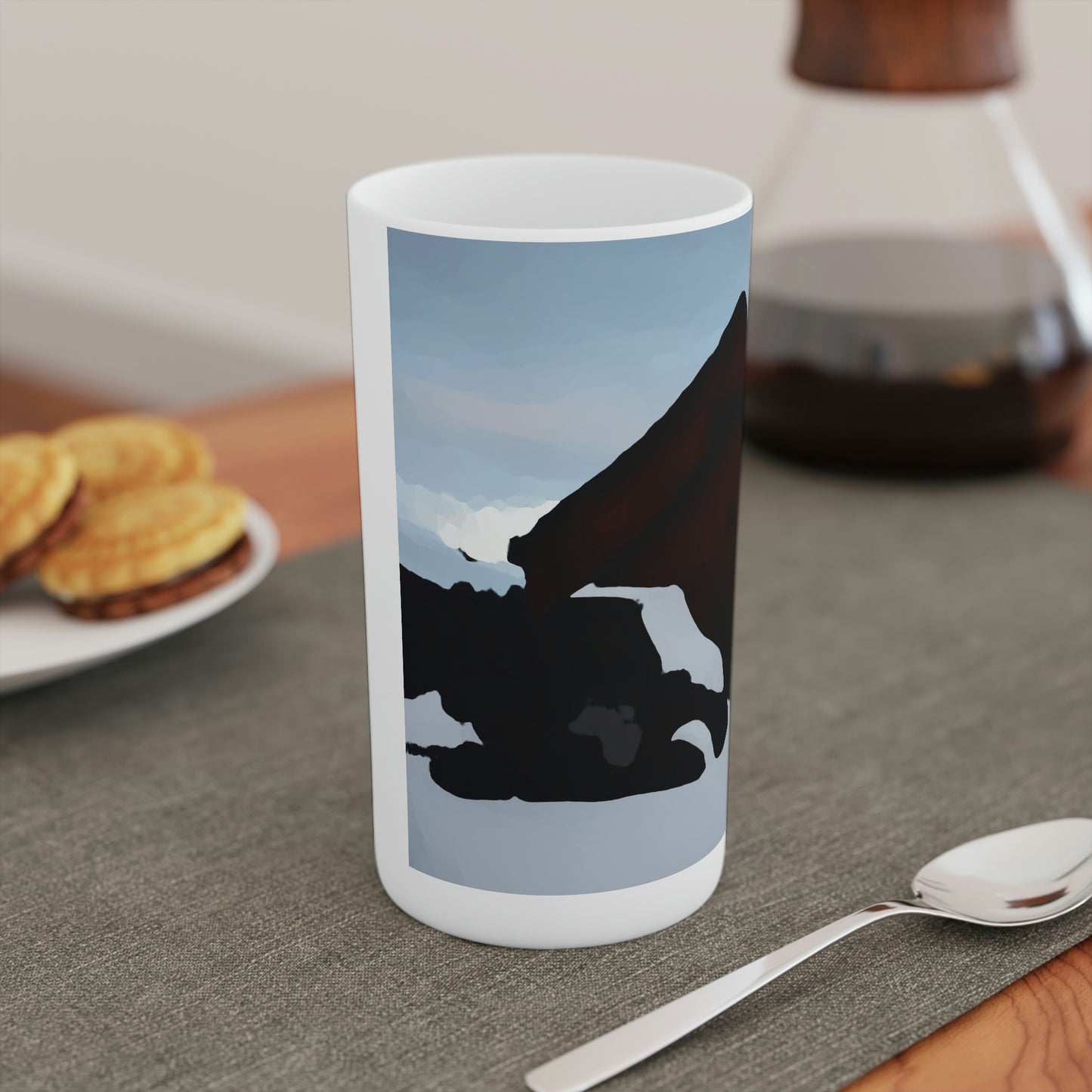 Conical Coffee Mugs (3oz, 8oz, 12oz) ... After An Intense Snow Storm ... 'Digging Out' ... A Vehicle & Cabin "In The Mountains" ... March 2023 ... Original Works ...