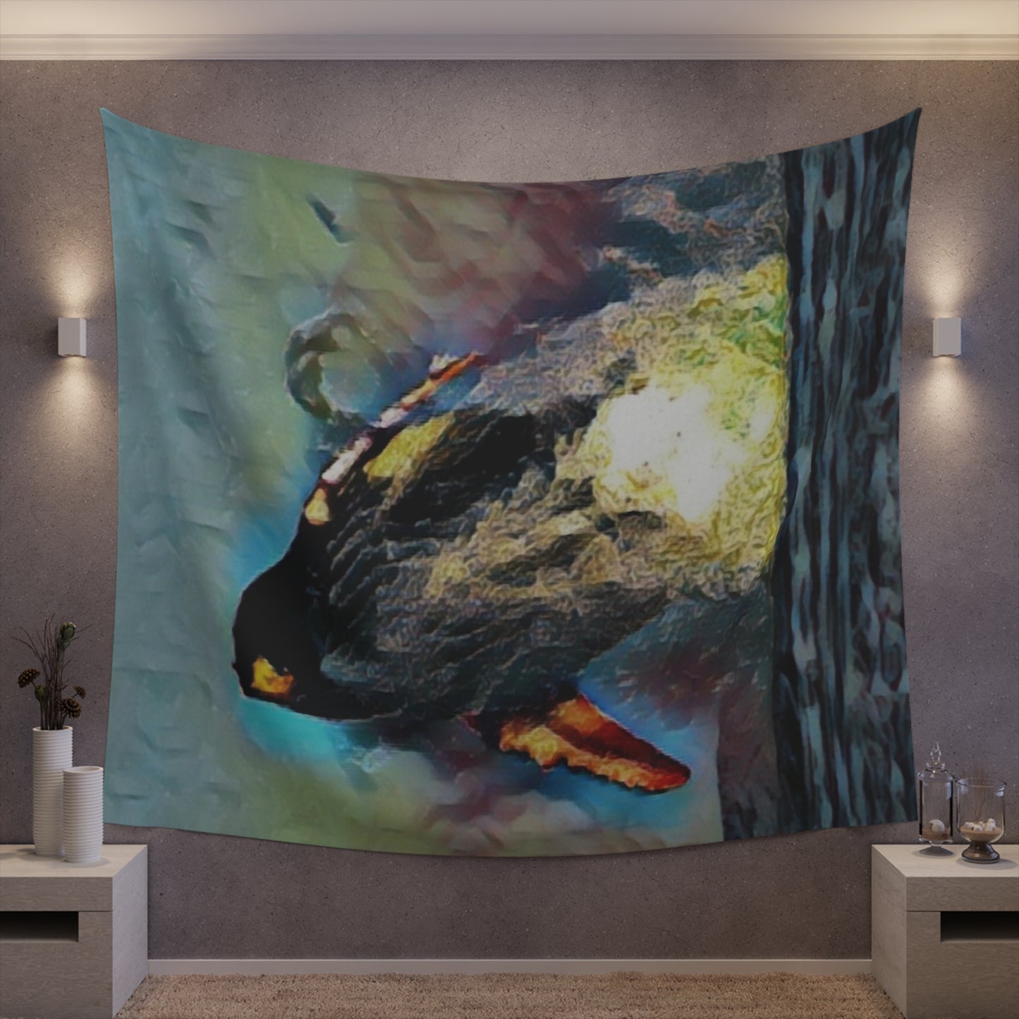 Printed Wall Tapestry ... An Extraordinary Humpback Breach ... 'With Explosive Energy' ... Family Archives (KPH) ... Circa: 21st Century. Maui, HI ... Original Works ...