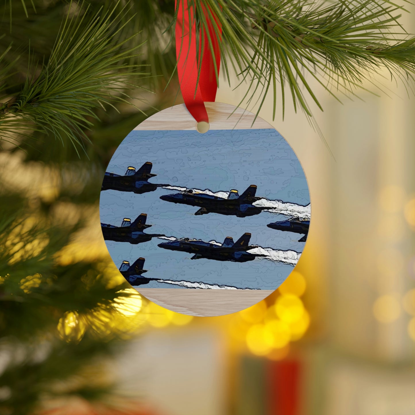Plywood Ornaments (Round, Berlin) ... Seattle Seafair ..."Blue Angels Run Over Lake Washington" ... Circa Mid 1980's ... Dr FJ Holt ... Original Works ...
