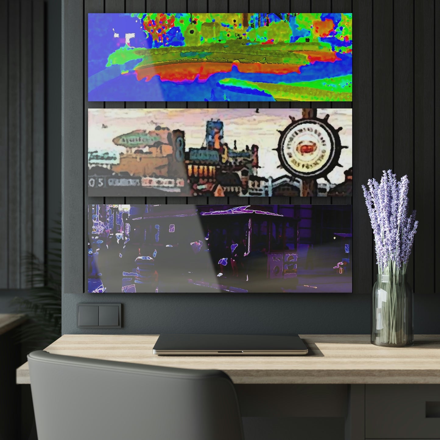 Acrylic Prints (Triptych) ... San Francisco Classics & Wonderful Delights ... Cable Car, No.9 Fishermen's Grotto & Fishermen's Wharf, Lombard Street ... 1970's ... Original Works ...