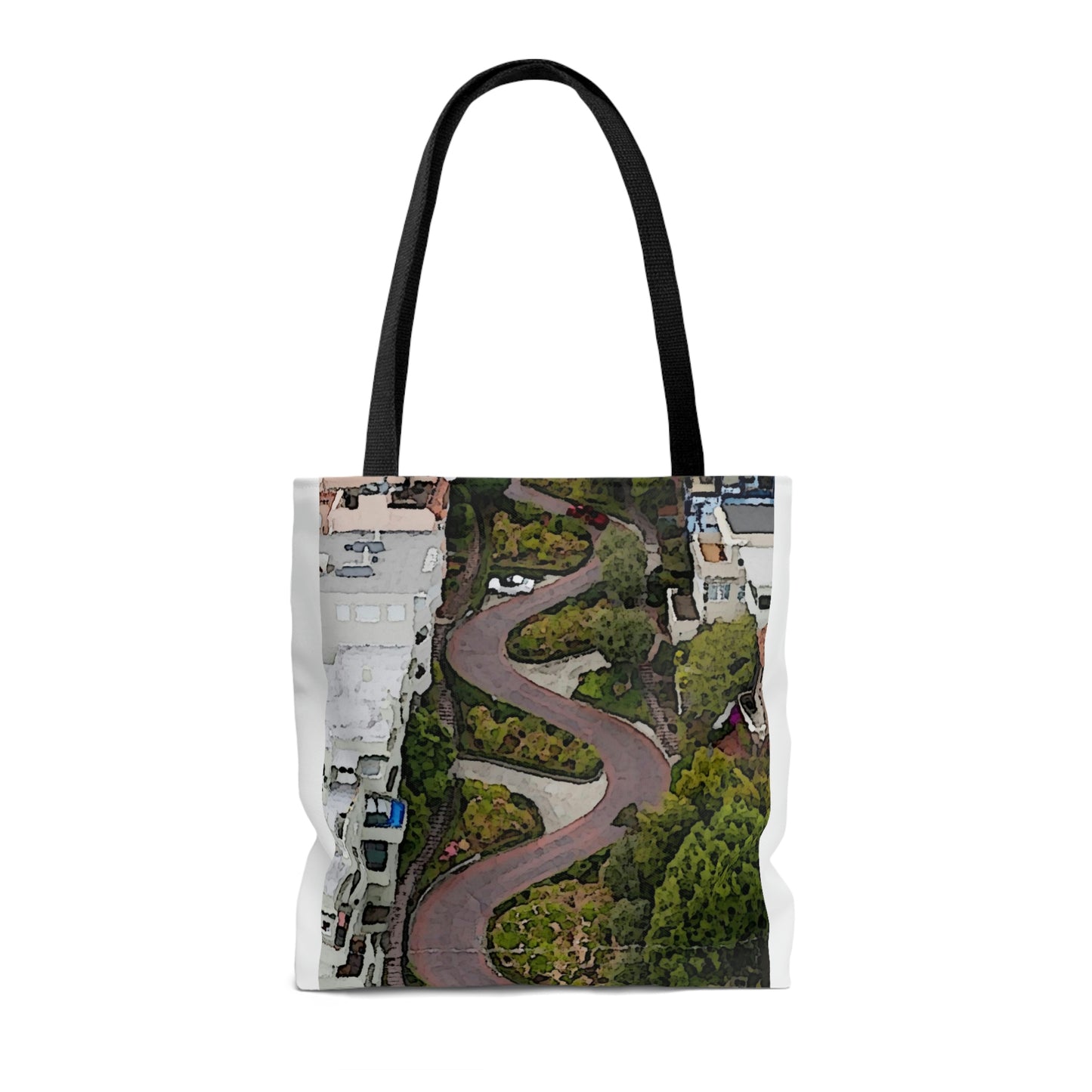 AOP Tote Bag ... A Crazy Street ... 'Eight Winding Curve-Switchbacks' ... "Lombard Street, San Francisco, CA' ... Family Archives: 1970's ... Original Works ...