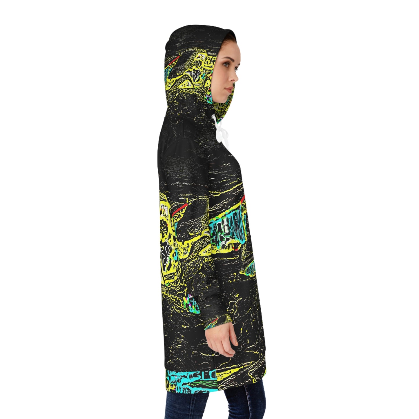 Women's Hoodie Dress (AOP) ... "Snow Vehicle In Snow Storm At-Rest" ... Circa 12Mar23 ... Central Idaho ... 18-Hours Rendering Time: Original Works ...
