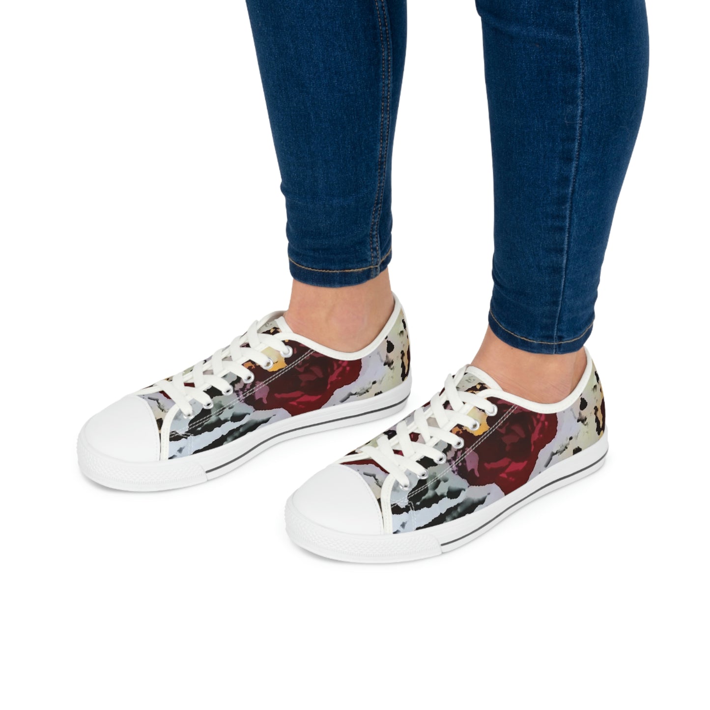Women's Low Top Sneakers ... "A Friendly Flower" ... Pointsettia 'Pointing' ... Original Works ... (Supplied Photograph) ...