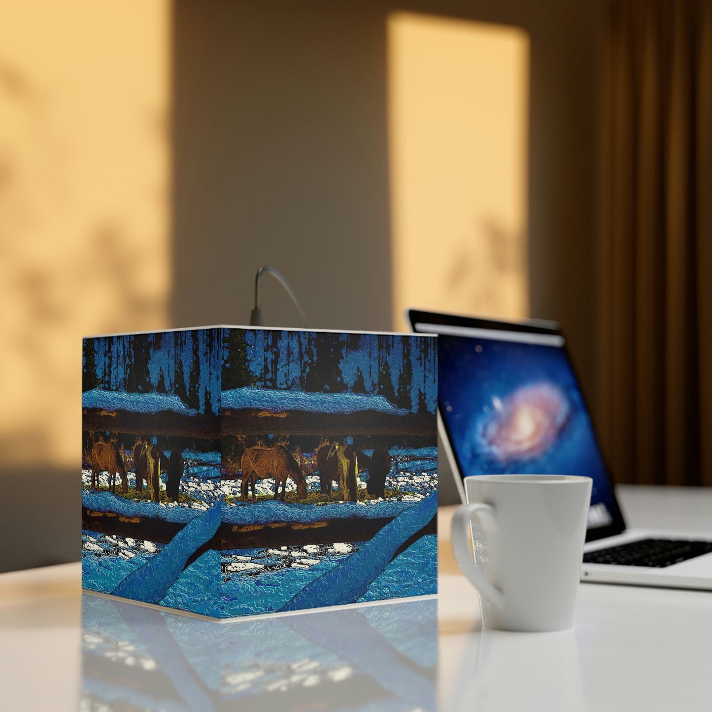 Light Cube Lamp ... A Horse ... A Saddle ... Foraging Through The Snow ... An_Asses 'Cry' ... Central Idaho, November 2022 ... Original Works ..