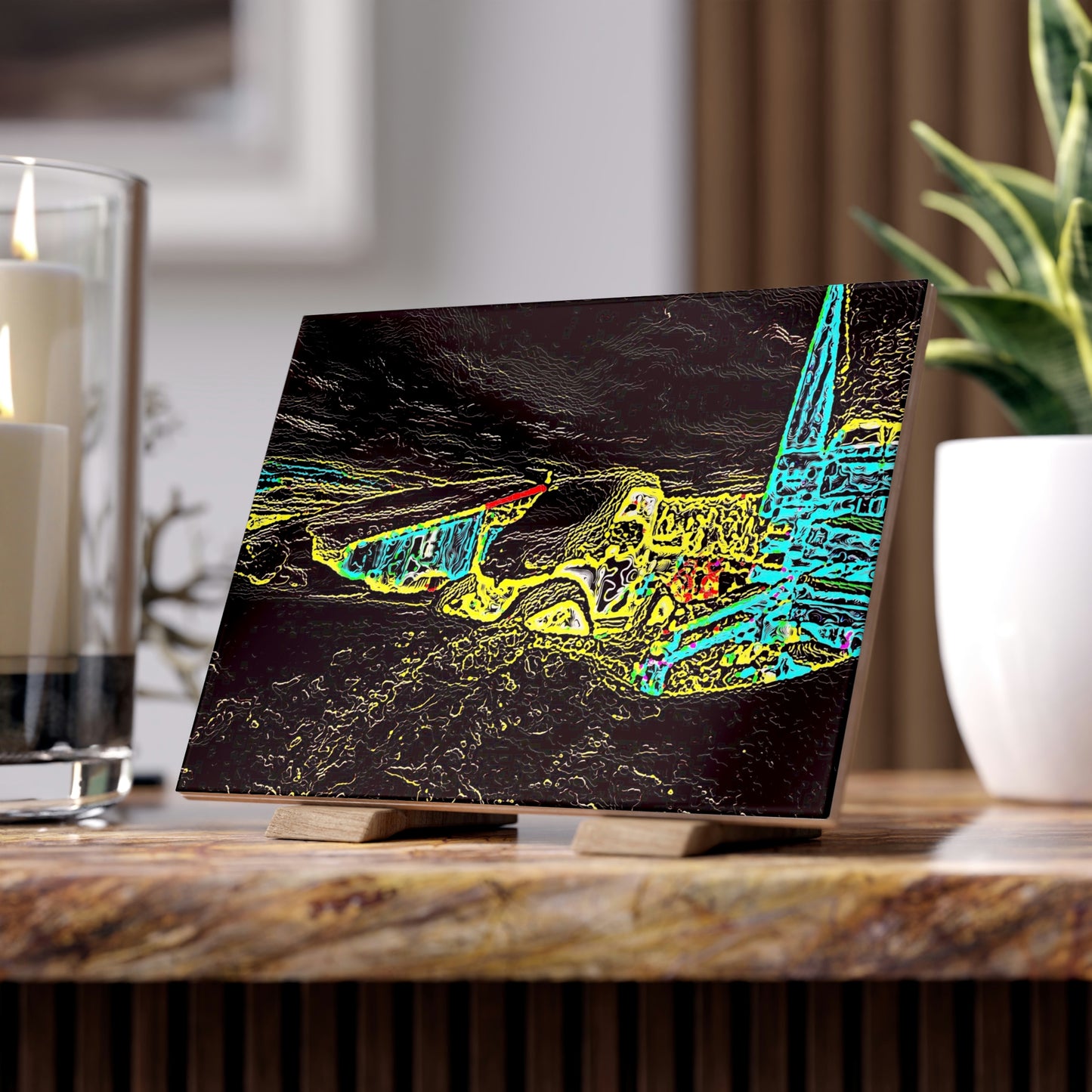 Ceramic Photo Tile ... "Snow Vehicle In Snow Storm At-Rest" ... Circa 12Mar23 ... Central Idaho ... 18-Hours Rendering Time: Original Works ...