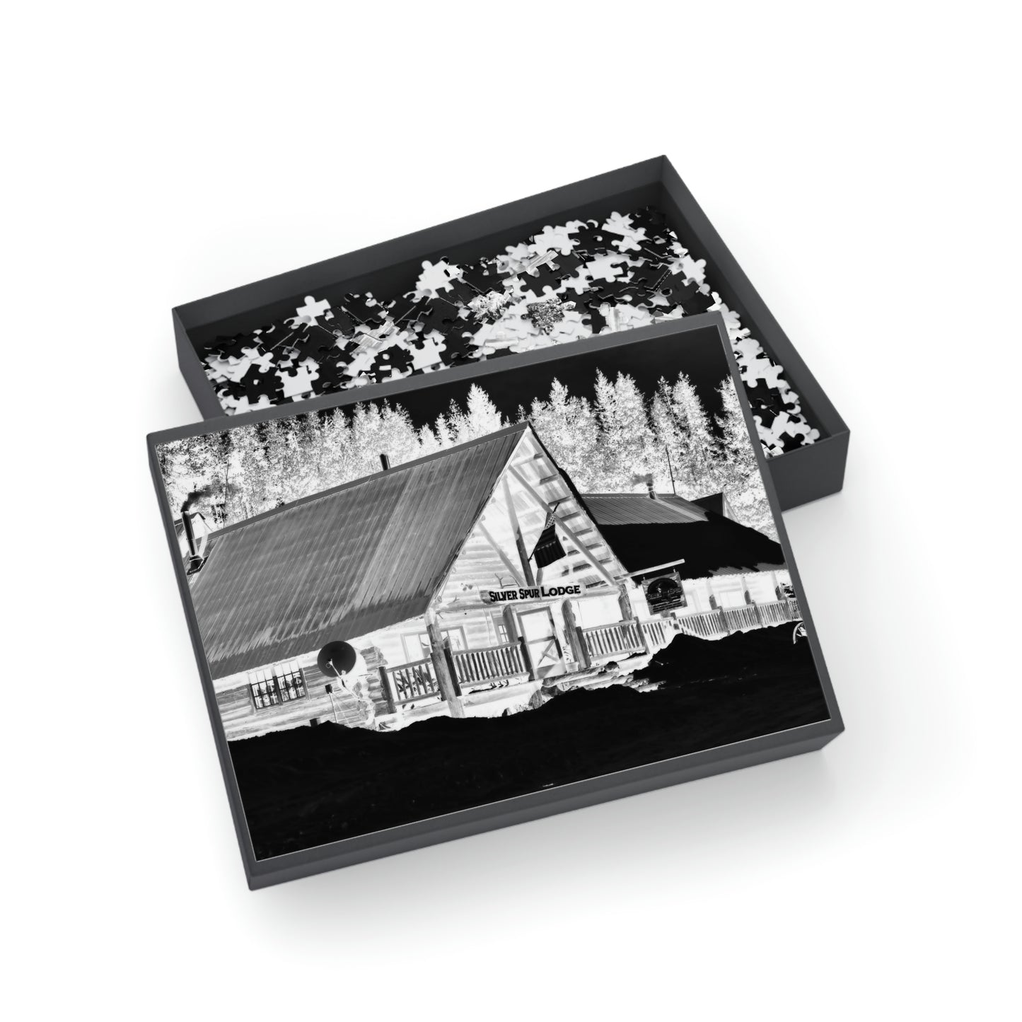 Puzzle (96, 252, 500, 1000-Piece) ... A Beautiful Lodge & Back-Country Outfitter In A Mountain Town ... 'Dixie, Idaho, November 2022' ... Original Works ...