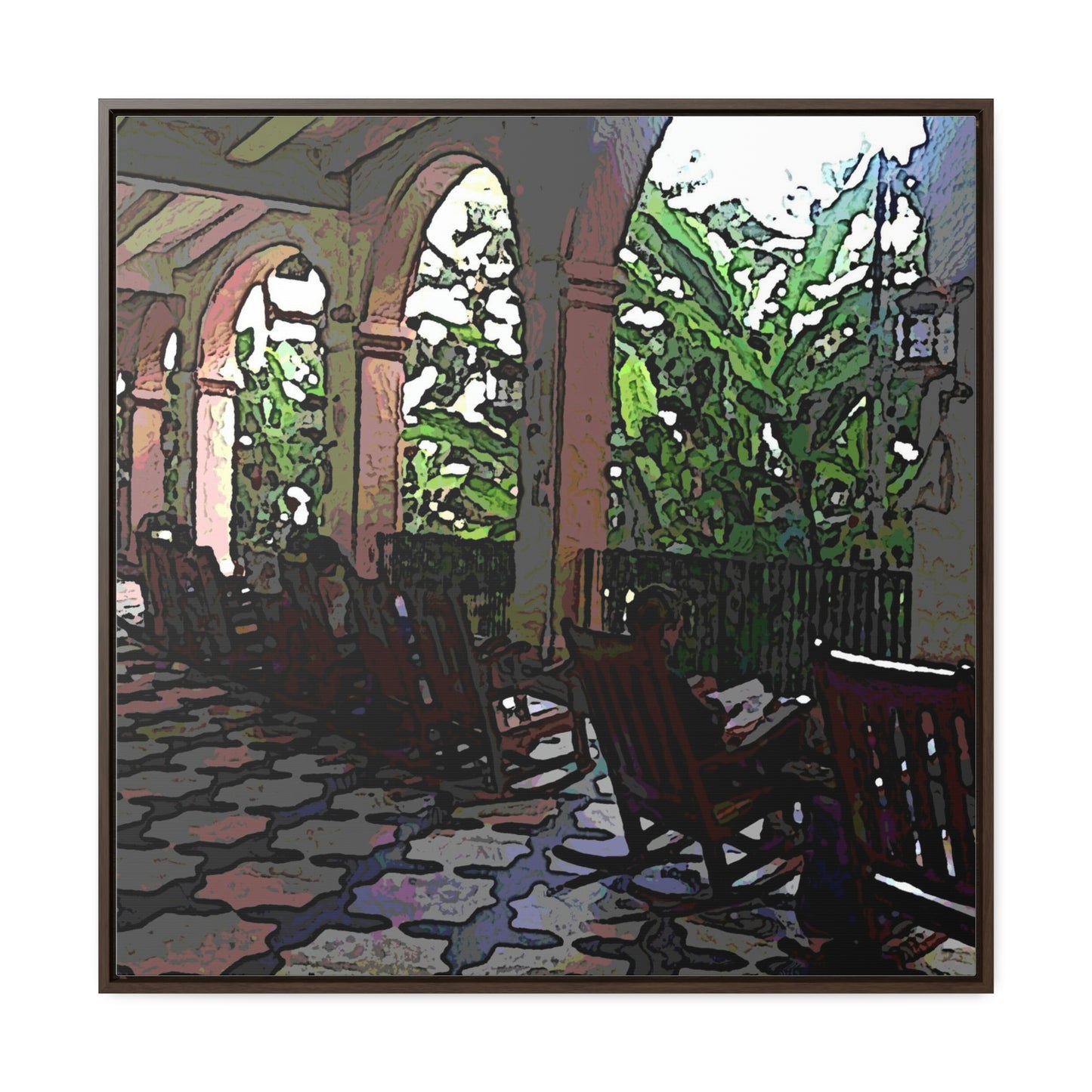 Gallery Canvas Wraps, Square Frame ... Lanai & Rocking Chairs At: 'The Pink Palace' ... The Royal Hawai'ian ... Honolulu, HI ... '27Oct2014' ... Original Works ...