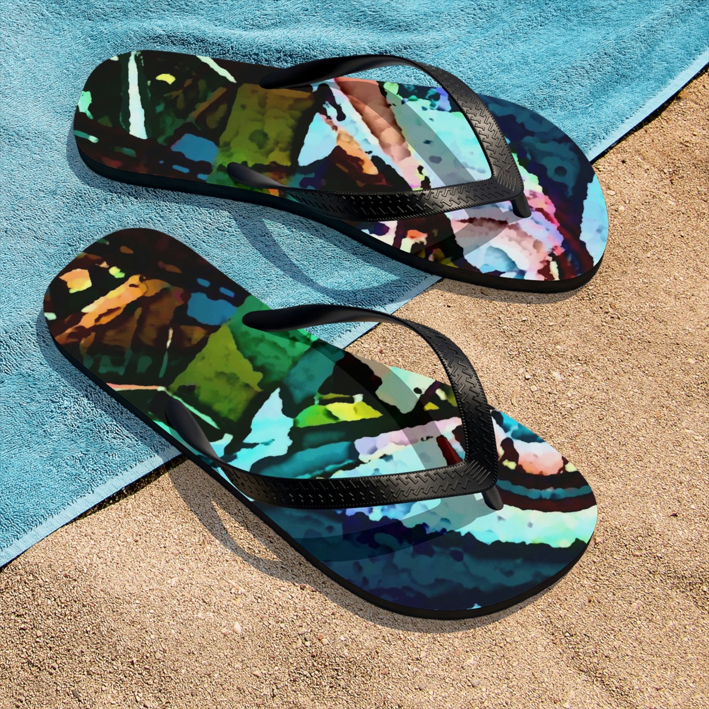 Unisex Flip-Flops ... "Seattle's World Fair" ... Below Space Needle 'Looking Up' ... On A Very Rainy Morning (Father's Family Photo). ... Original ...