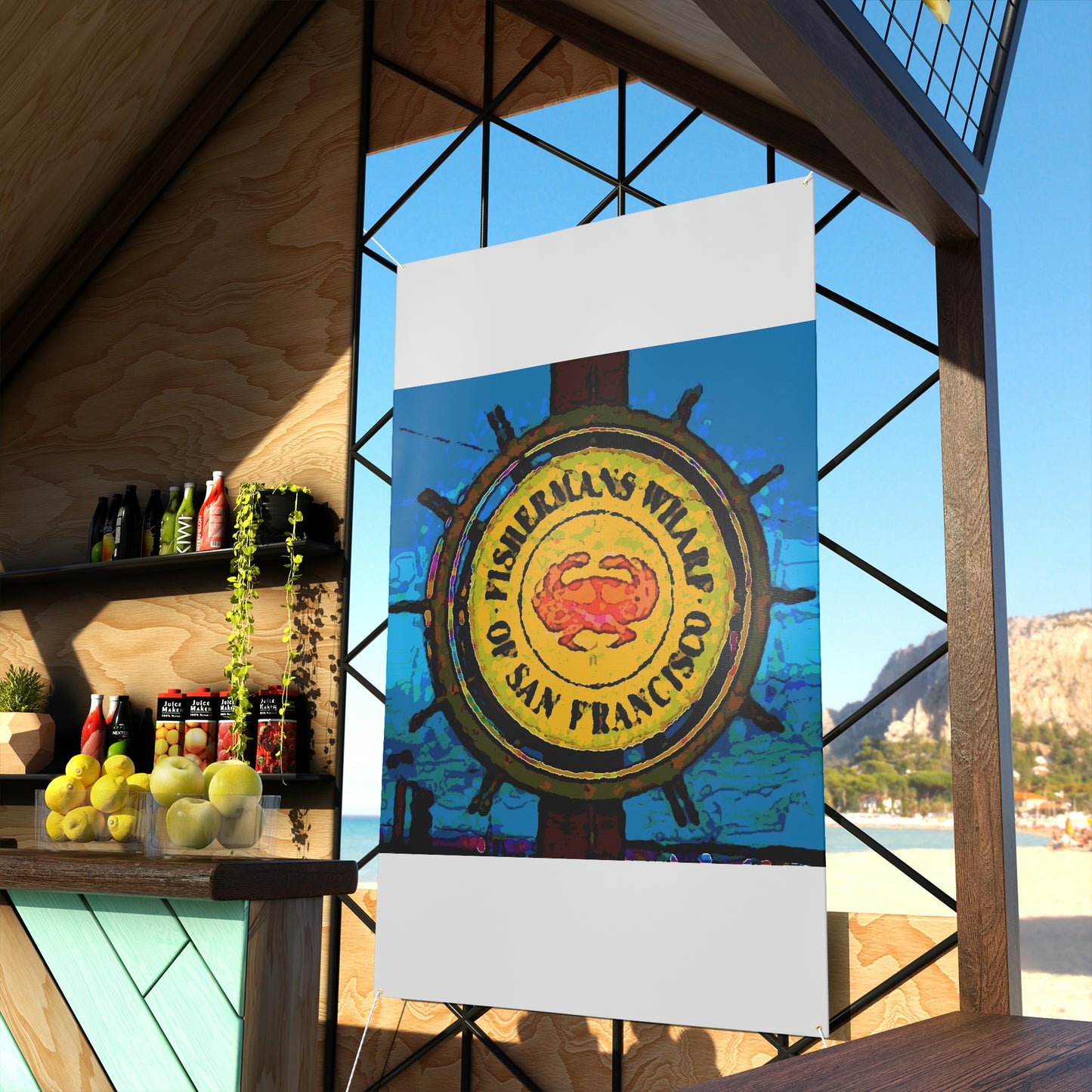 Matte Banner ... "No.9 Fishermen's Grotto - Fishermen's Wharf, SF, California" ... Family Archives: 1970's ... Original Works ...