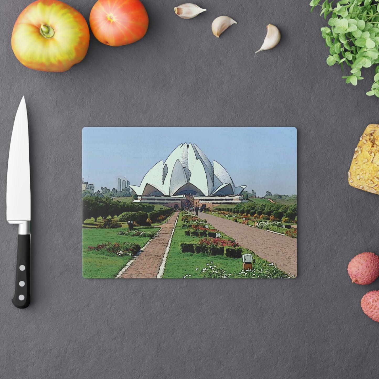 Cutting Board ... 'Bahai'i House-Of-Worship' ... "Lotus Temple: Delhi, India, 2008" ... Original Works ...