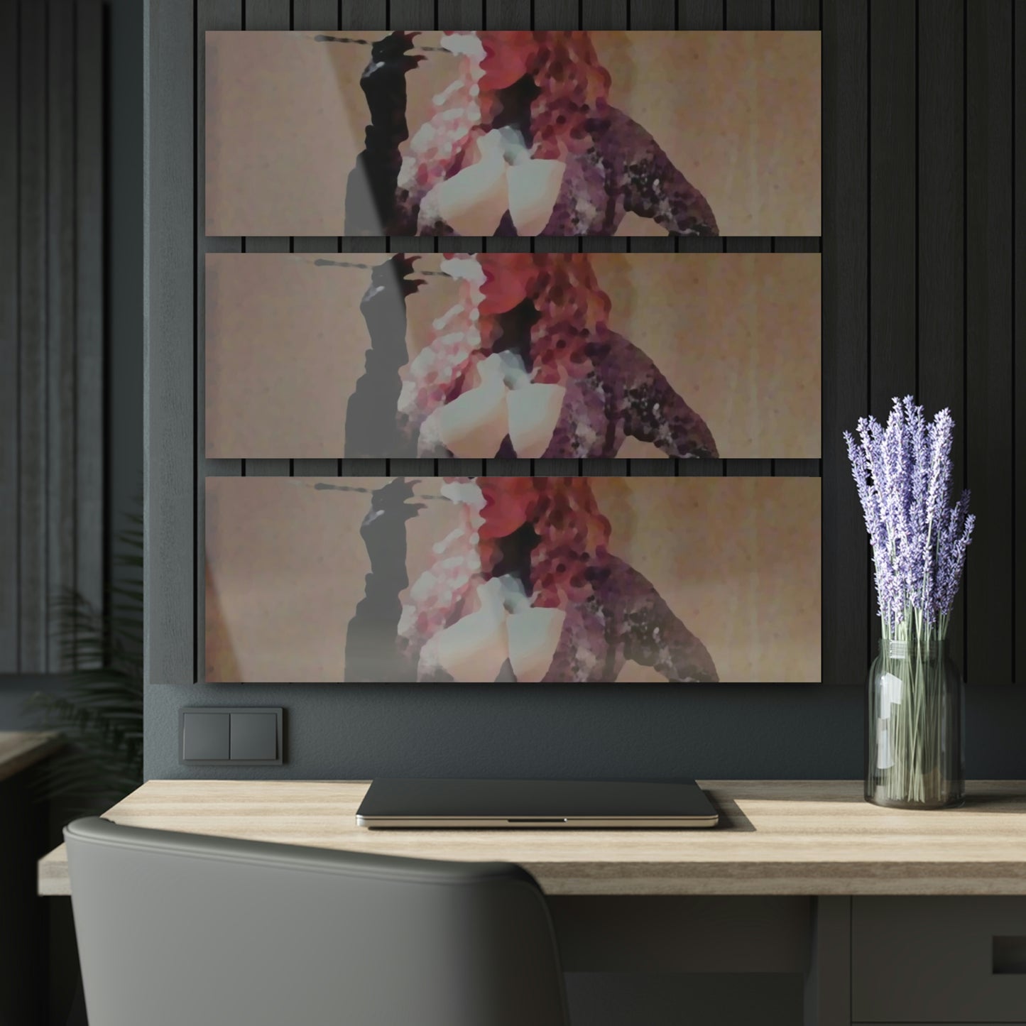 Acrylic Prints (Triptych) ... A Colleague Overseas ... 'Enjoying A Fag' ... Original Works ... "April Fools 2023" ... Hot-Tranny-Smoke ...
