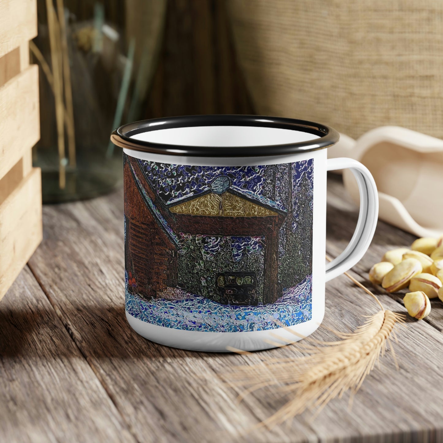 Enamel Camp Cup ... . Impressionalism & Van Gogh ... "Original Photo-Art By Phot's Photo" ...