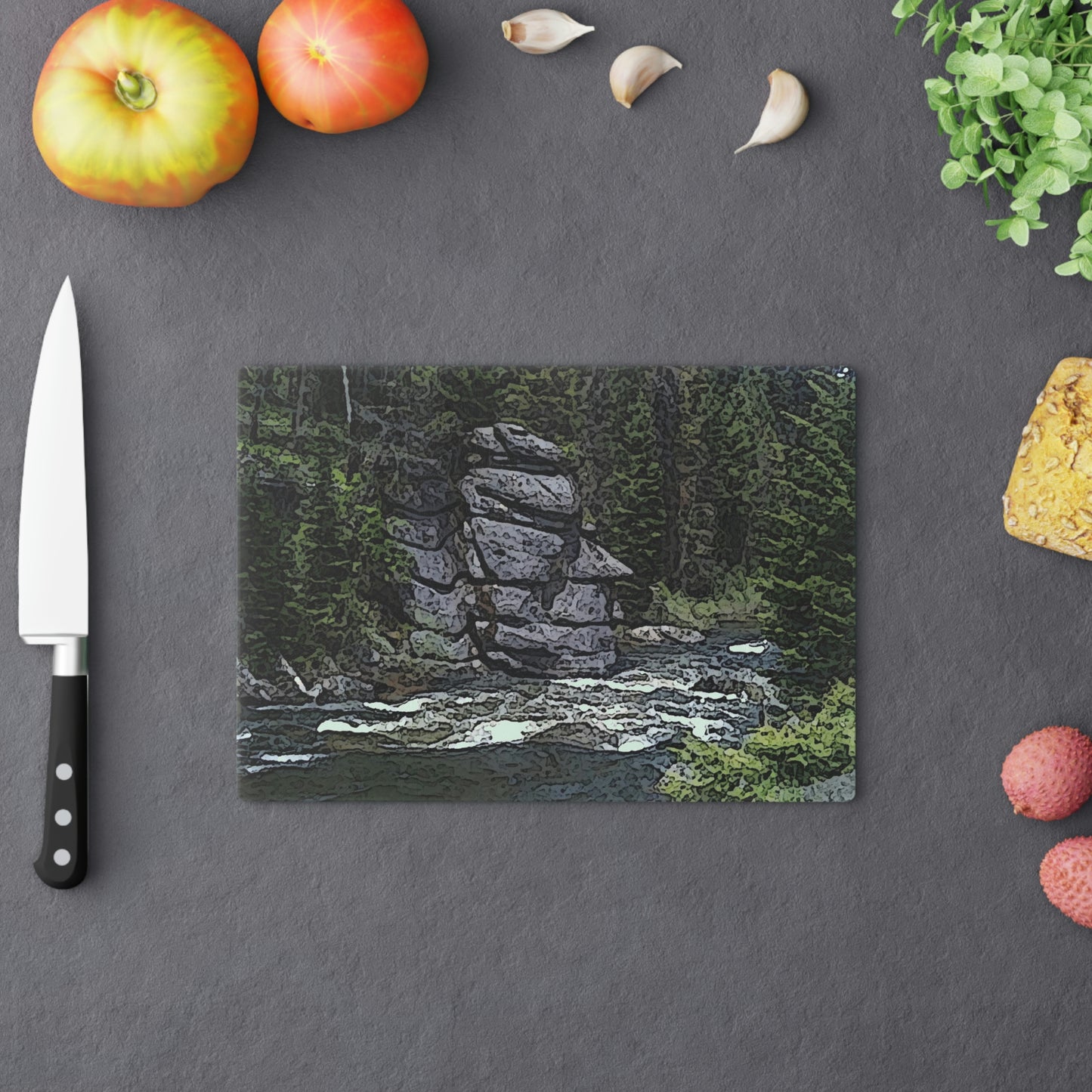 Cutting Board ..."I Am Innocent" ... Tricky-Dick Immortalized ... Nixon Rock: Along The River ... Central Idaho, Summer 2020 ... Original Works ...