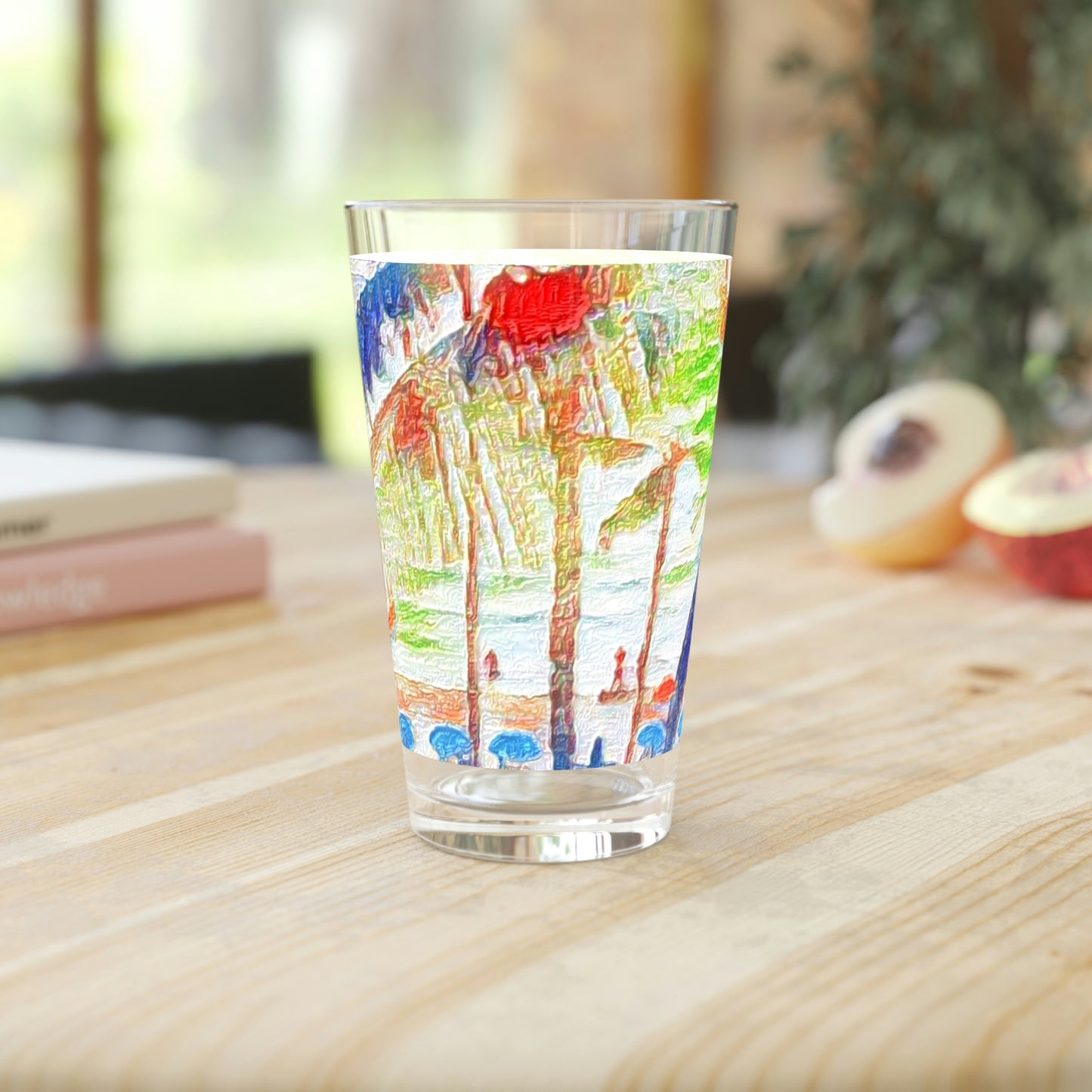 Pint Glass, 16oz ... "The Royal Hawai'ian: Waikiki Beach_Beach" ... Honolulu, HI ... Ocotber 2014 (Halloween) ... Original Works ...