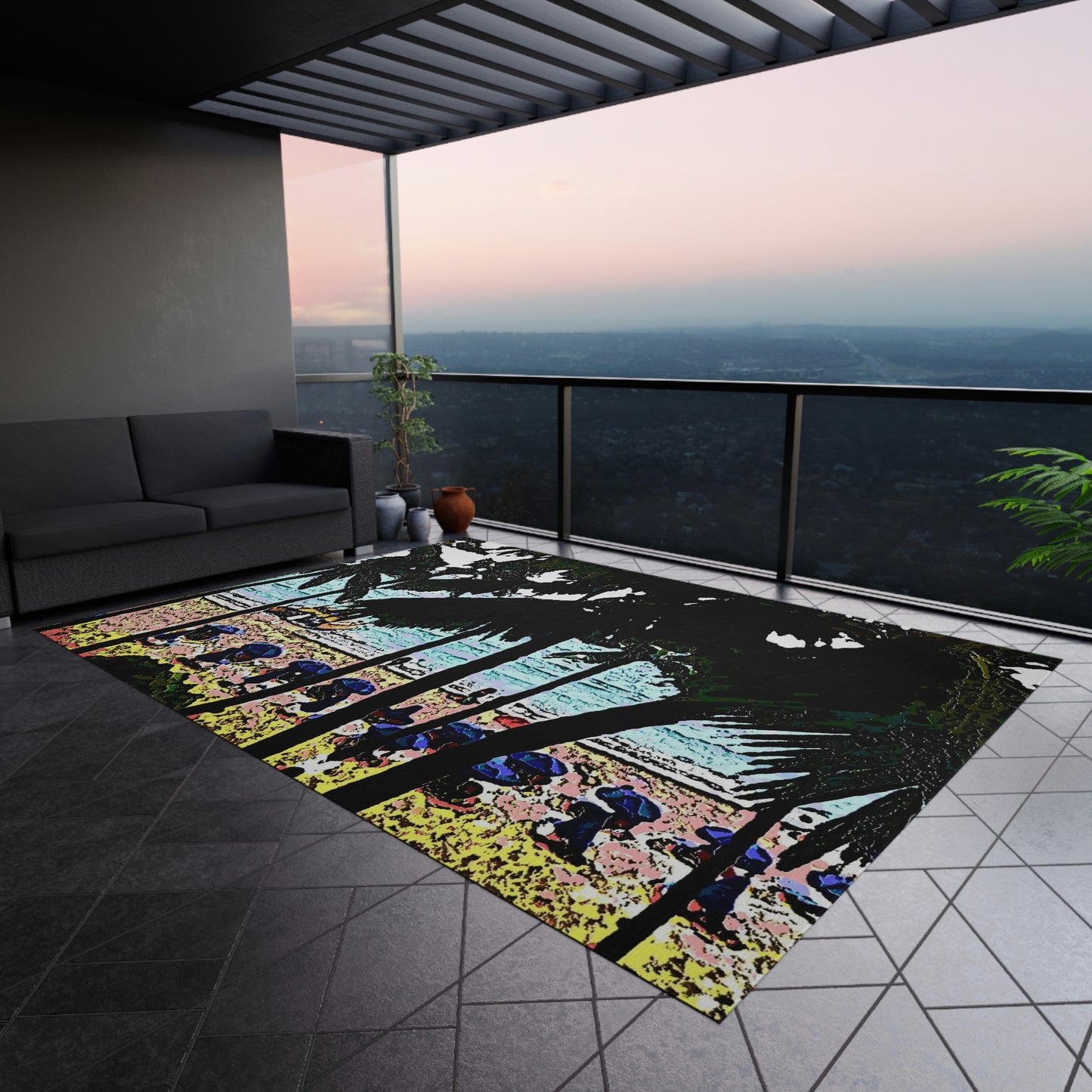 Outdoor Rug ... "A Beautiful Beach Amongst The Palms" ... The Outrigger Waikiki, Honolulu, Oahu ... Original Works ...