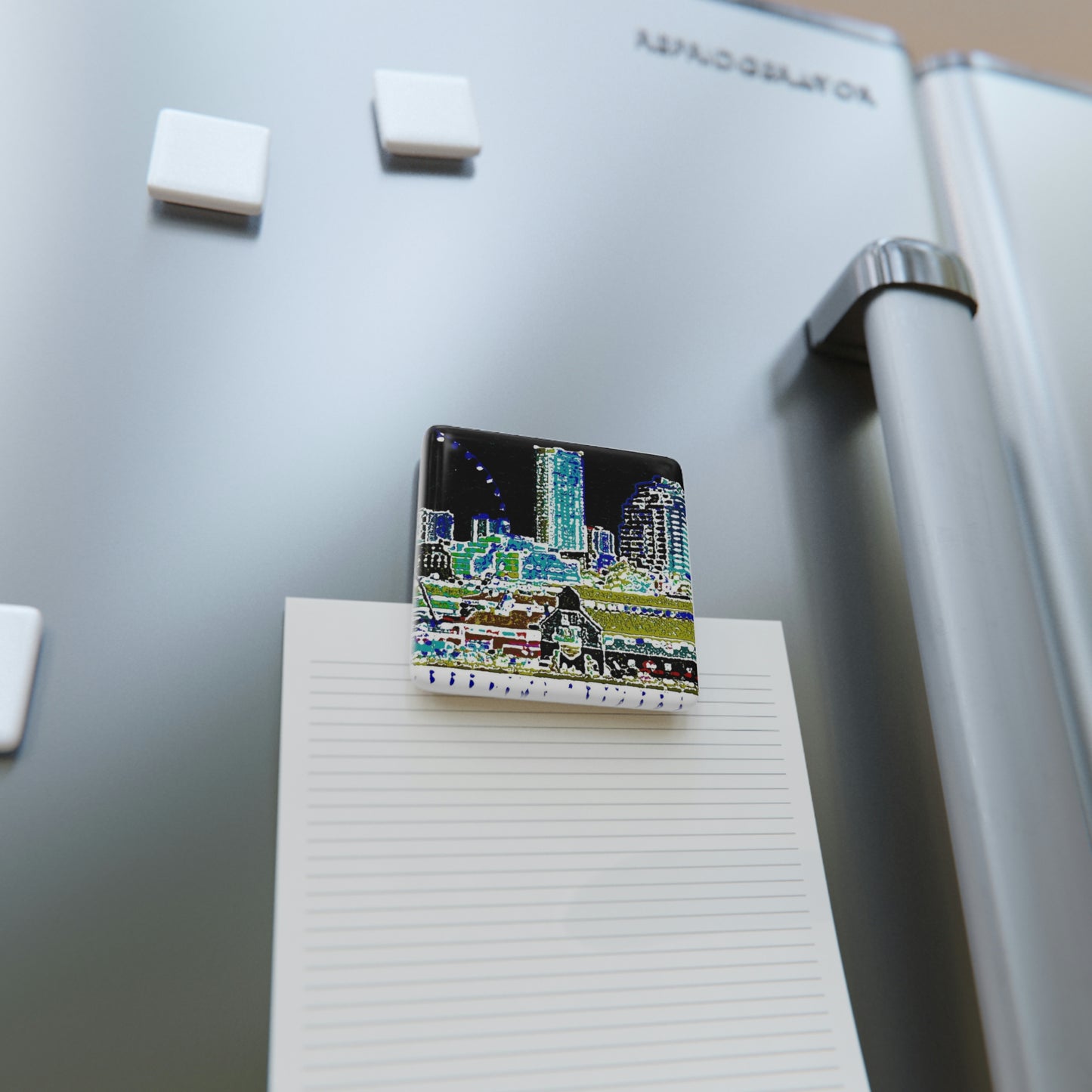 Porcelain Magnet, Square ... That Classic Wheel ... 'Seattle's Wheel' ... & Old Classic Waterside Vendors ... 'Family Archives' ... Original Works ...