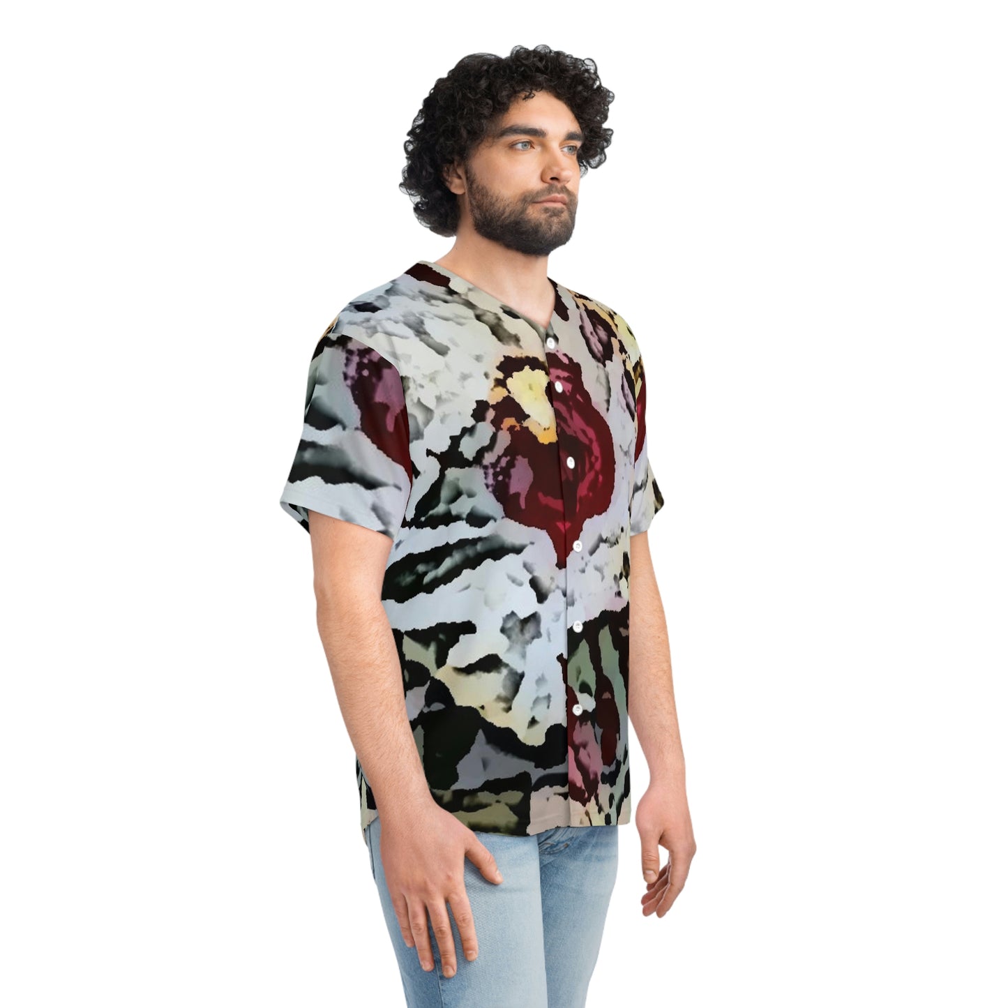 Men's Baseball Jersey ... "A Friendly Flower" ... Pointsettia 'Pointing' ... Original Works ... (Supplied Photograph) ...