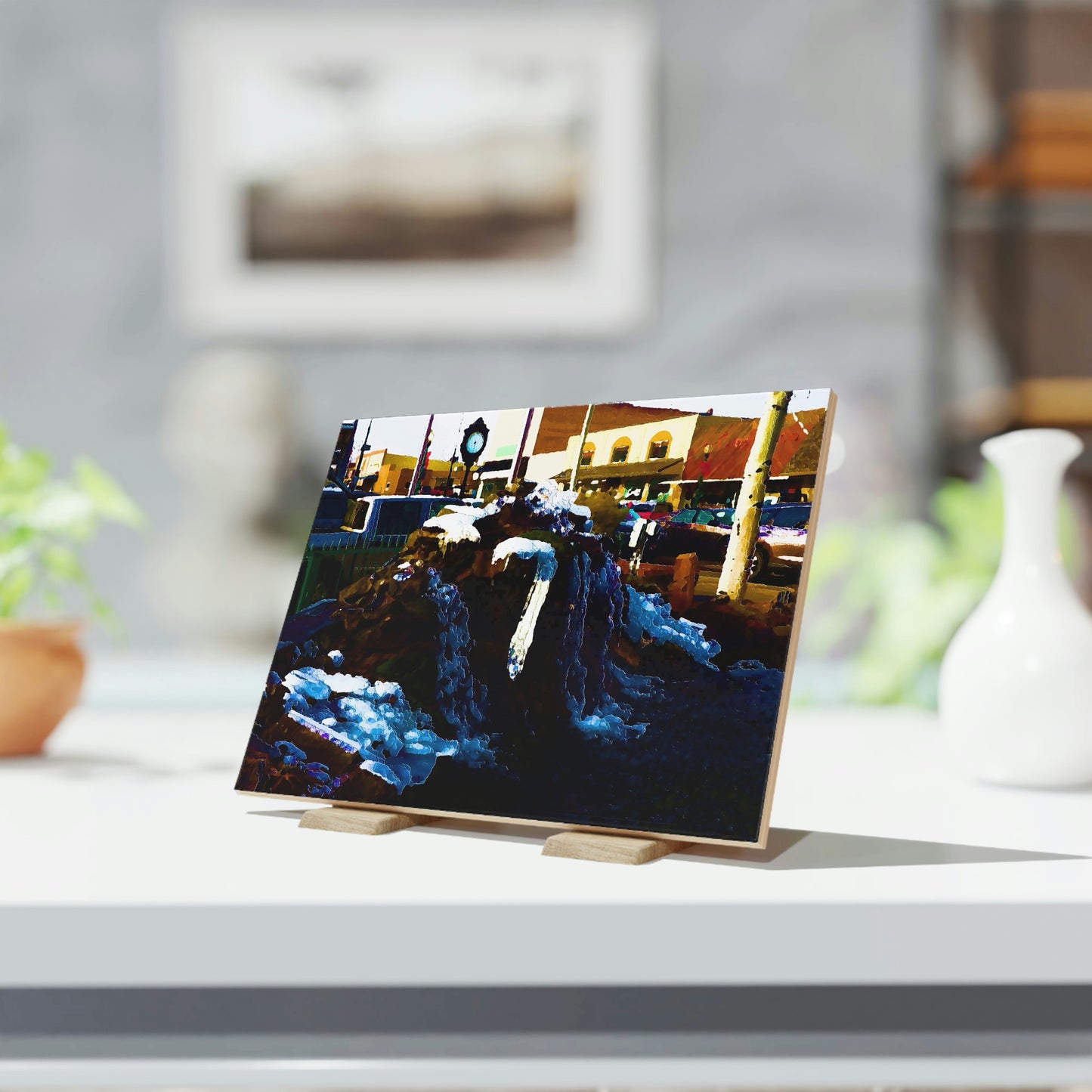 Ceramic Photo Tile ... "Ice & Water Sculpted" ... Downtown Grangeville, Idaho ... Adjacent To Irwin Pharmacy ... 5Jan23 ... Original Works ...