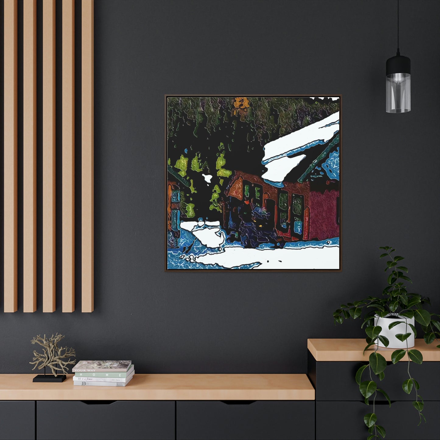 Gallery Canvas Wraps, Square Frame ... "A Rider Passeth-Through-It" ... Colors Galore & A Bit Of Impressionism ... Original Works. Winter 2021. Central Idaho. Rendering Time: 12 Hours ...