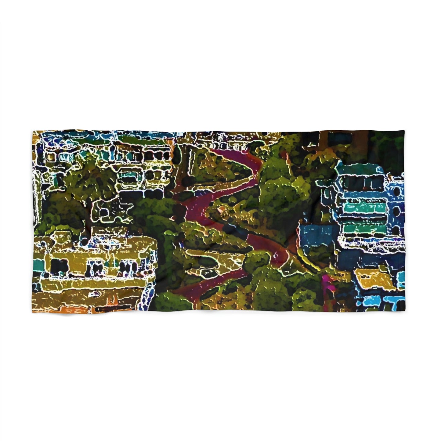 Beach Towel ... A Crazy Street ... 'Eight Winding Curve-Switchbacks' ... "Lombard Street, San Francisco, CA' ... Family Archives: 1970's ... Original Works ...