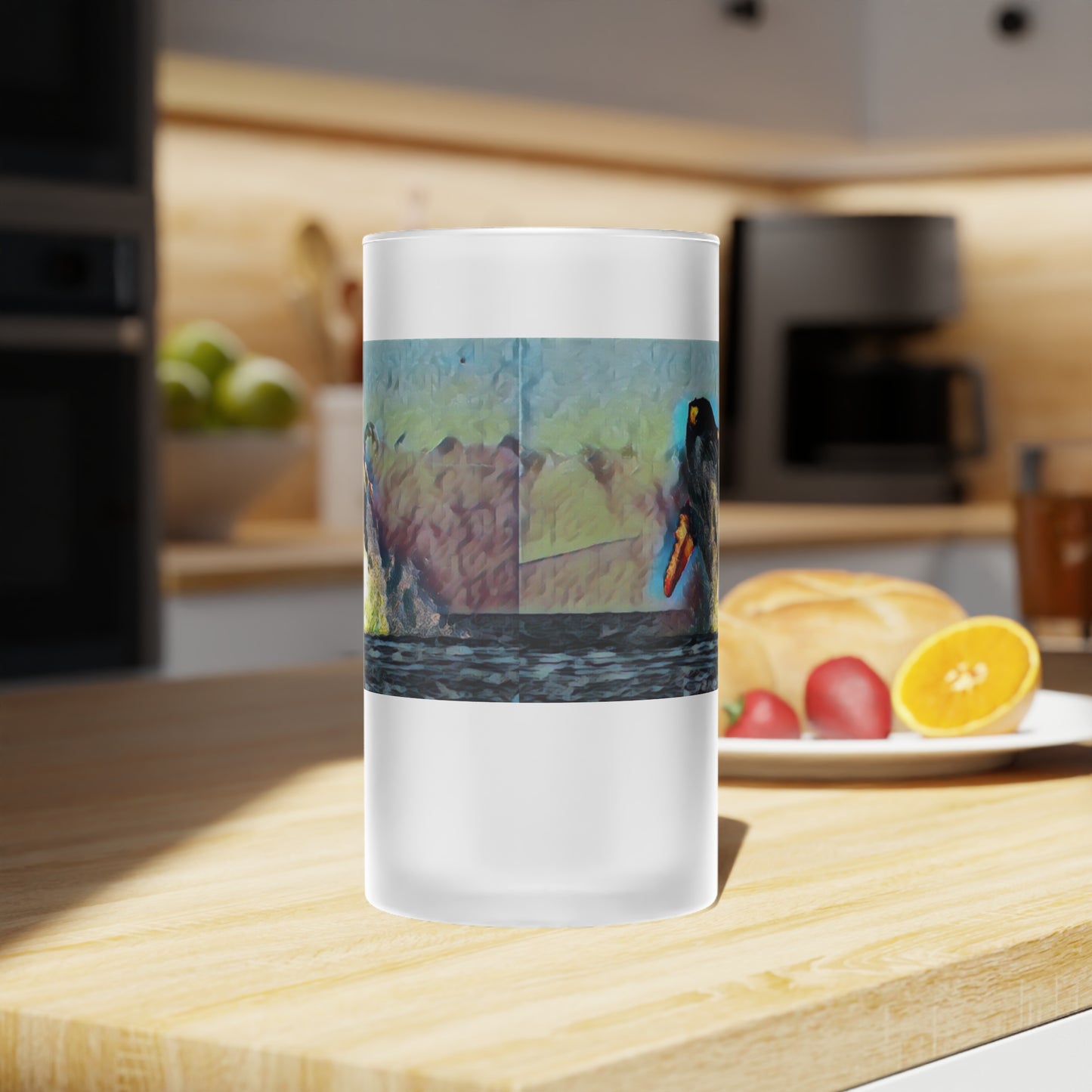 Frosted Glass Beer Mug ... An Extraordinary Humpback Breach ... 'With Explosive Energy' ... Family Archives (KPH) ... Circa: 21st Century. Maui, HI ... Original Works ...
