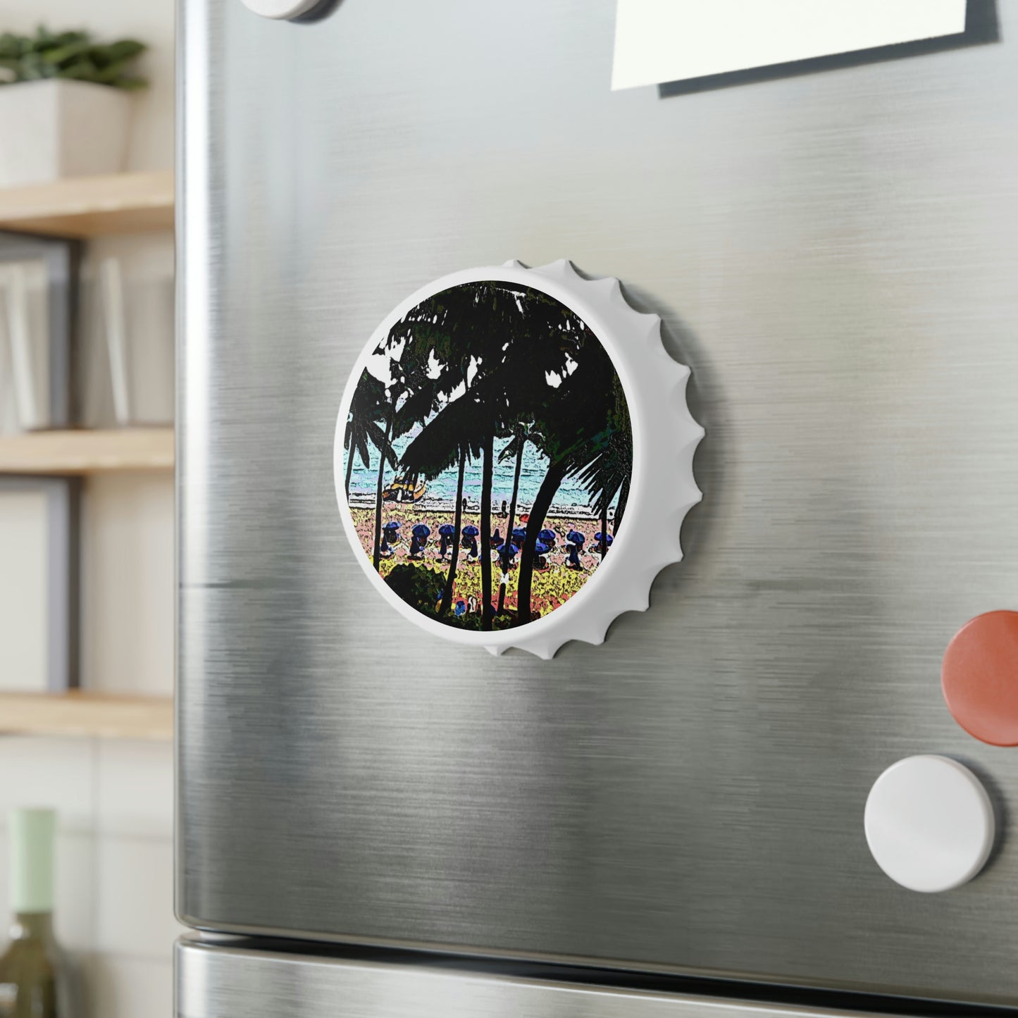 Bottle Opener ... "A Beautiful Beach Amongst The Palms" ... The Outrigger Waikiki, Honolulu, Oahu ... Original Works ...