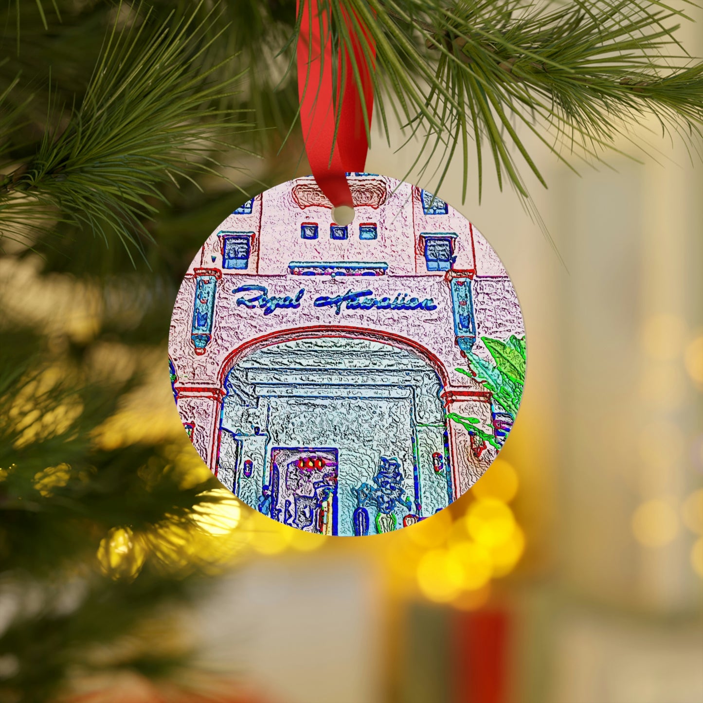 Plywood Ornaments (Round, Berlin) ... "La Grande Entree" At: 'The Pink Palace' ... The Royal Hawai'ian ... Honolulu, HI ... '27Oct2014' ... Original Works ...