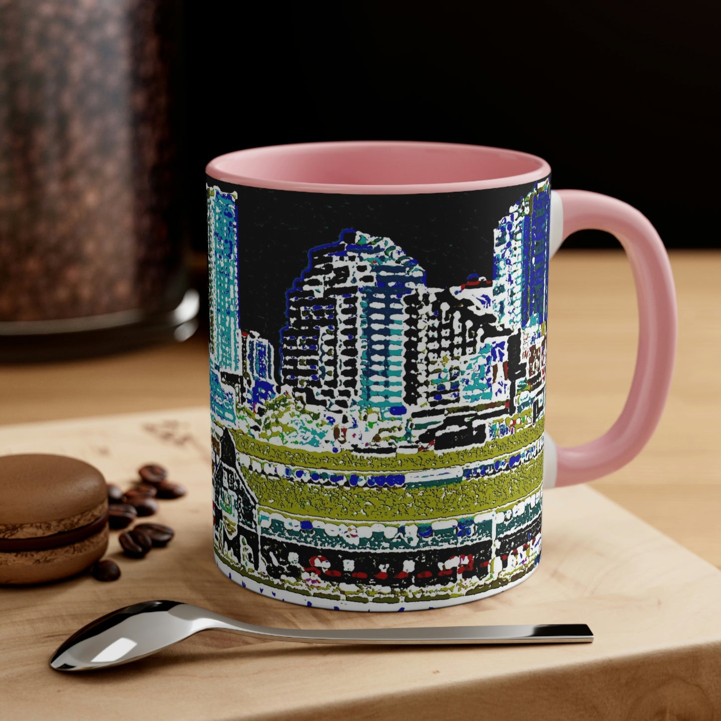 Accent Coffee Mug, 11oz ... That Classic Wheel ... 'Seattle's Wheel' ... & An Old Classic Waterside Vendors ... 'Family Archives' ... Original Works ...