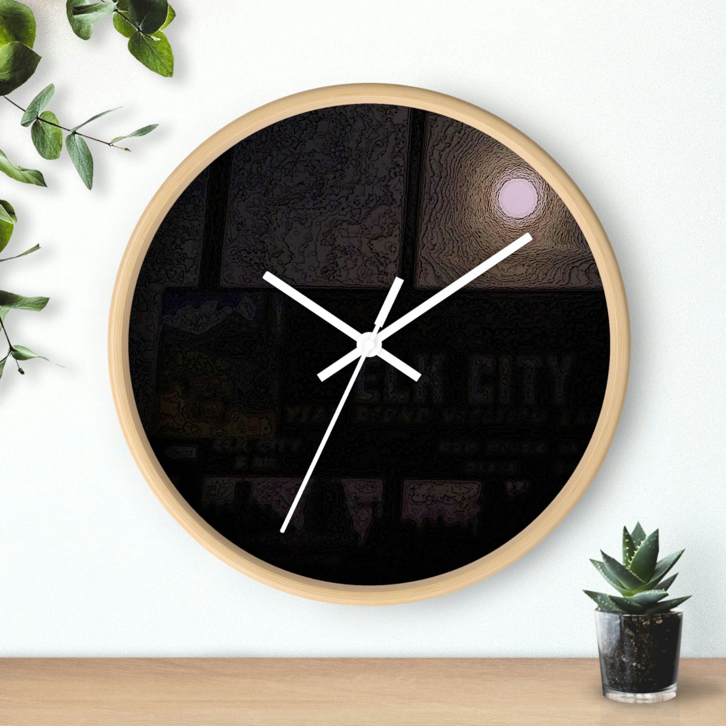 Wall clock ... Car Approaches From The Stern ... Moon Ascendary From The Bow ... "Two Friendly Travellers On A Cold Night Near Elk City" ... C