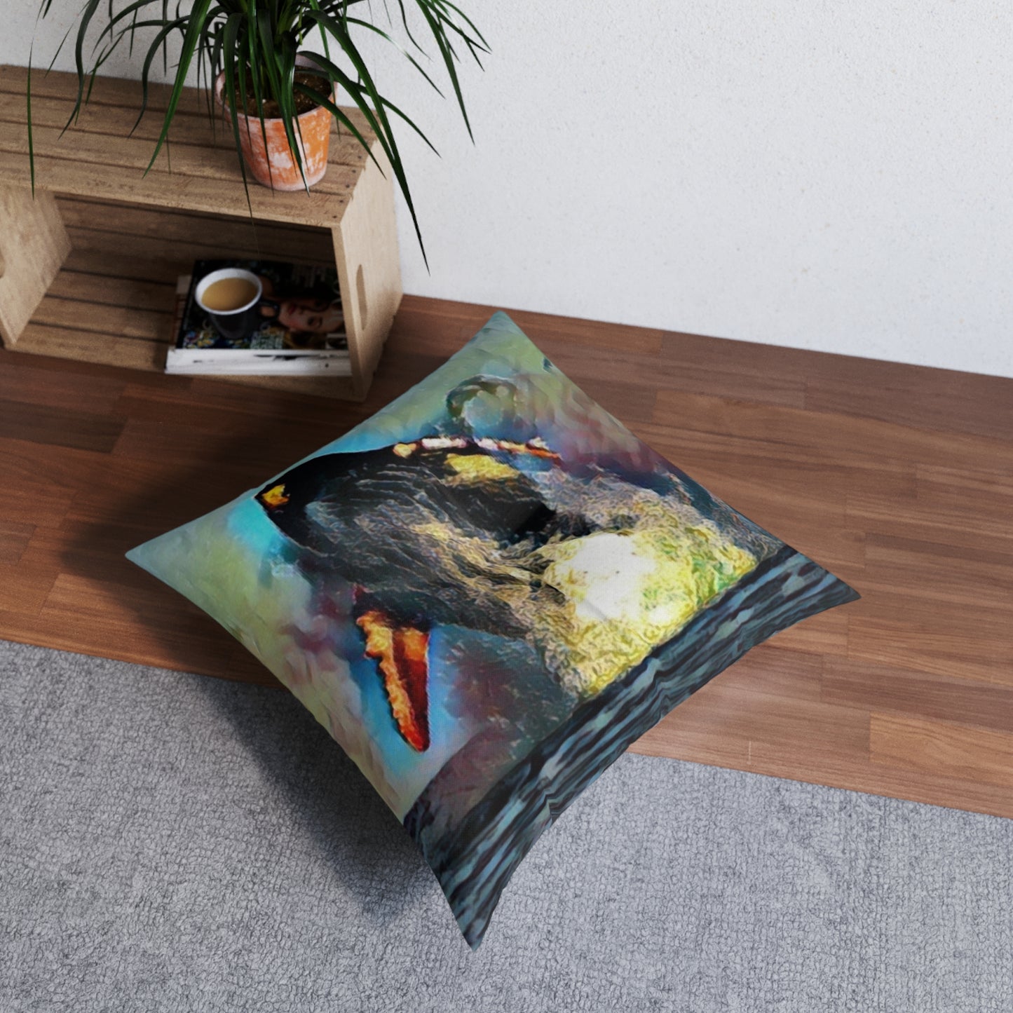 Tufted Floor Pillow, Square ... An Extraordinary Humpback Breach ... 'With Explosive Energy' ... Family Archives (KPH) ... Circa: 21st Century. Maui, HI ... Original Works ...