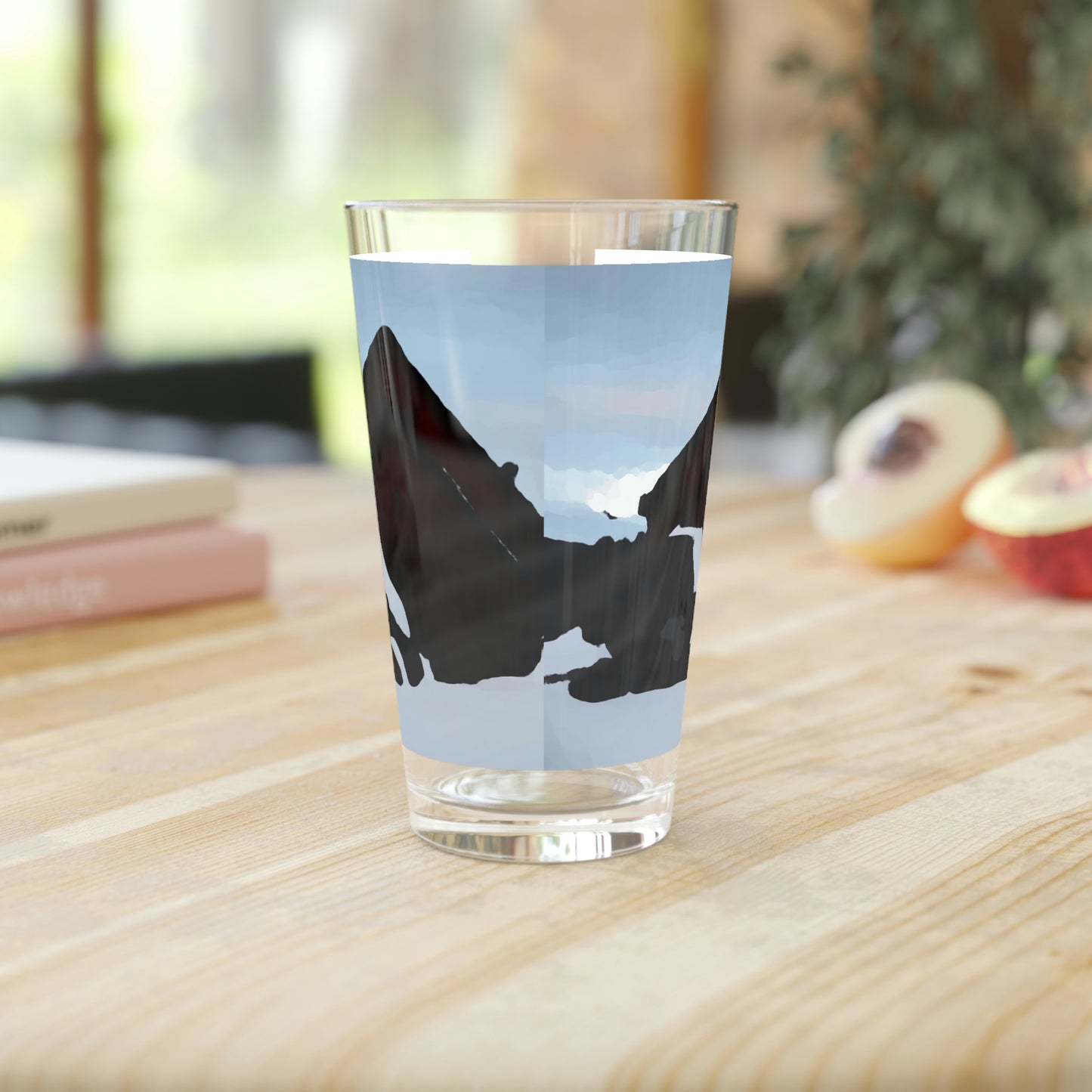 Pint Glass, 16oz ... After An Intense Snow Storm ... 'Digging Out' ... A Vehicle & Cabin "In The Mountains" ... March 2023 ... Original Works ...