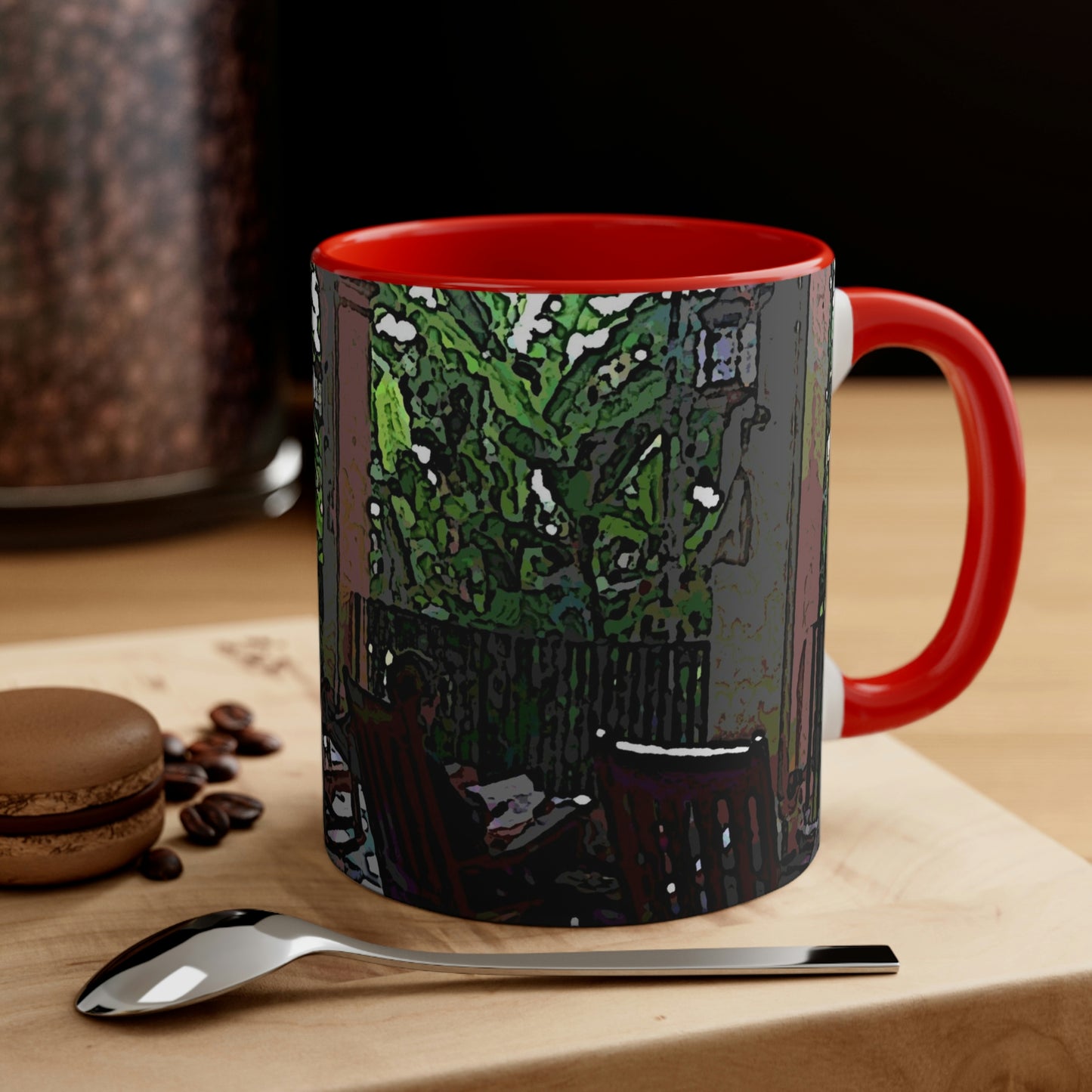 Accent Coffee Mug, 11oz ... Lanai & Rocking Chairs At: 'The Pink Palace' ... The Royal Hawai'ian ... Honolulu, HI ... '27Oct2014' ... Original Works ...