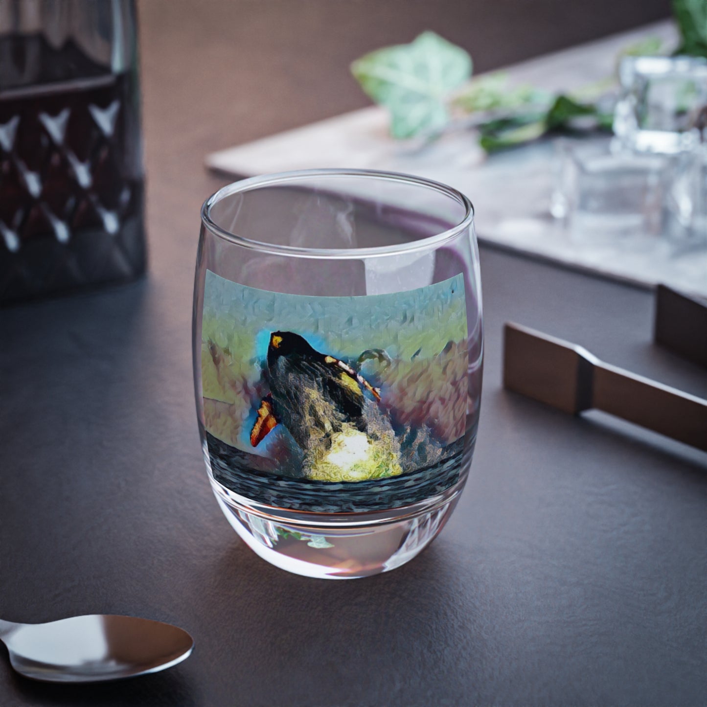Whiskey Glass ... An Extraordinary Humpback Breach ... 'With Explosive Energy' ... Family Archives (KPH) ... Circa: 21st Century. Maui, HI ... Original Works ...